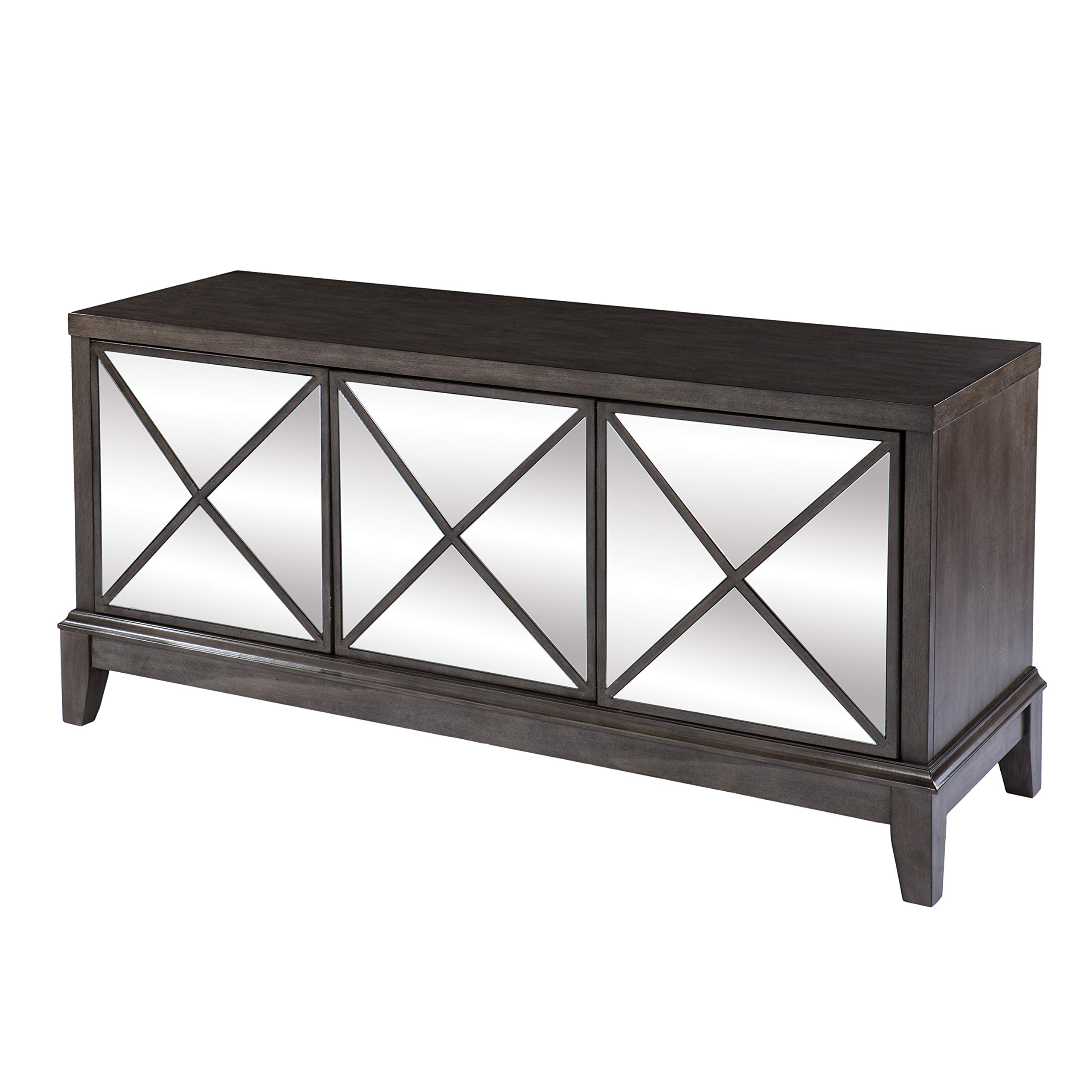 SEI Furniture Wallaston Mirrored Media Cabinet - Light Brown TV Stand with Mirror for Living Room, Bedroom & Home Theater Storage