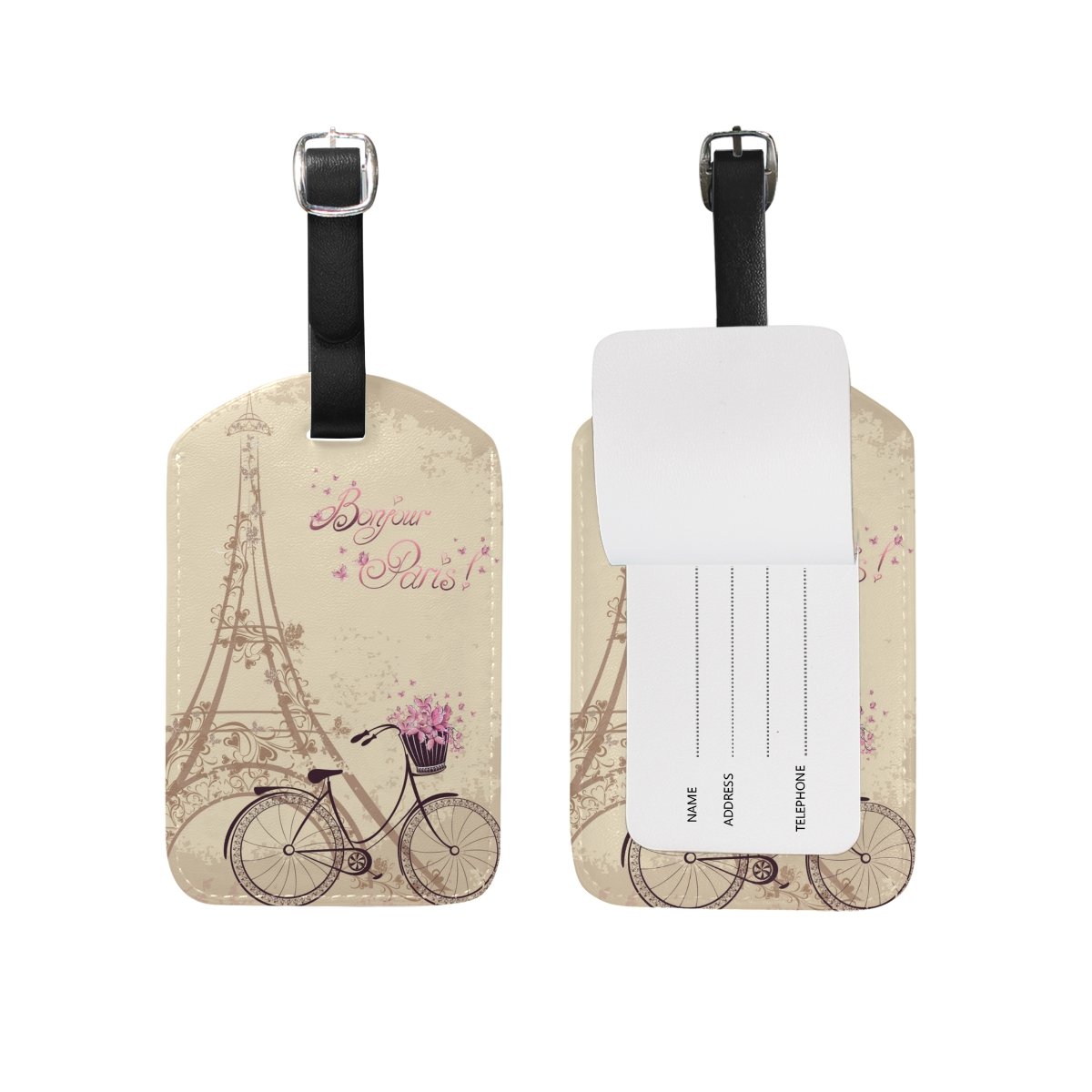 U LIFE Vintage Eiffel Paris Tower Luggage Tag - Durable Travel Baggage ID Tags for Suitcases & Backpacks - Perfect for Airports, Vacations & Business Trips