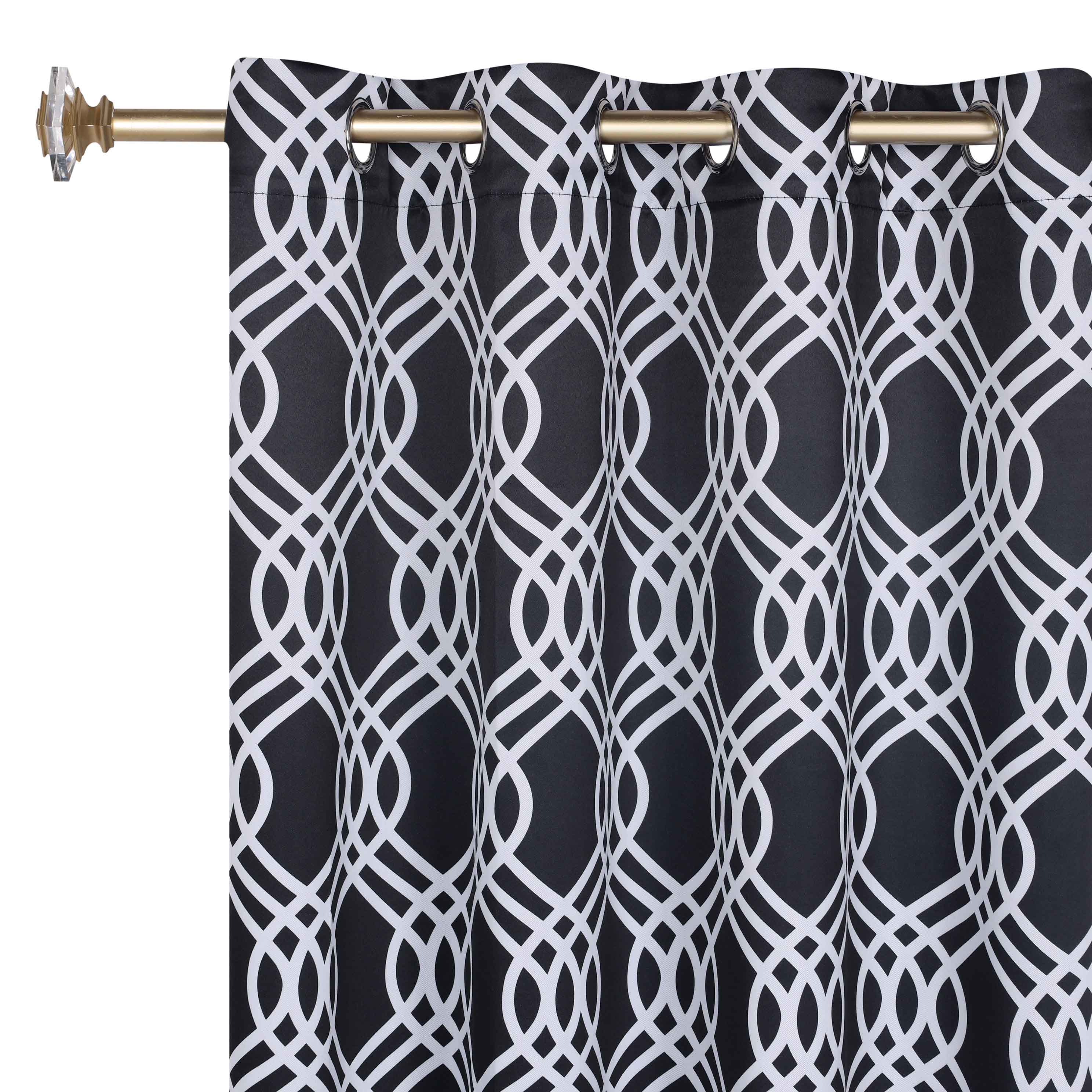 Washable Blackout Curtains with Ribbon Trellis Design - Room Darkening Window Treatment for Bedroom & Living Room - Thermal Insulated Drapes for Better Sleep and Energy Efficiency