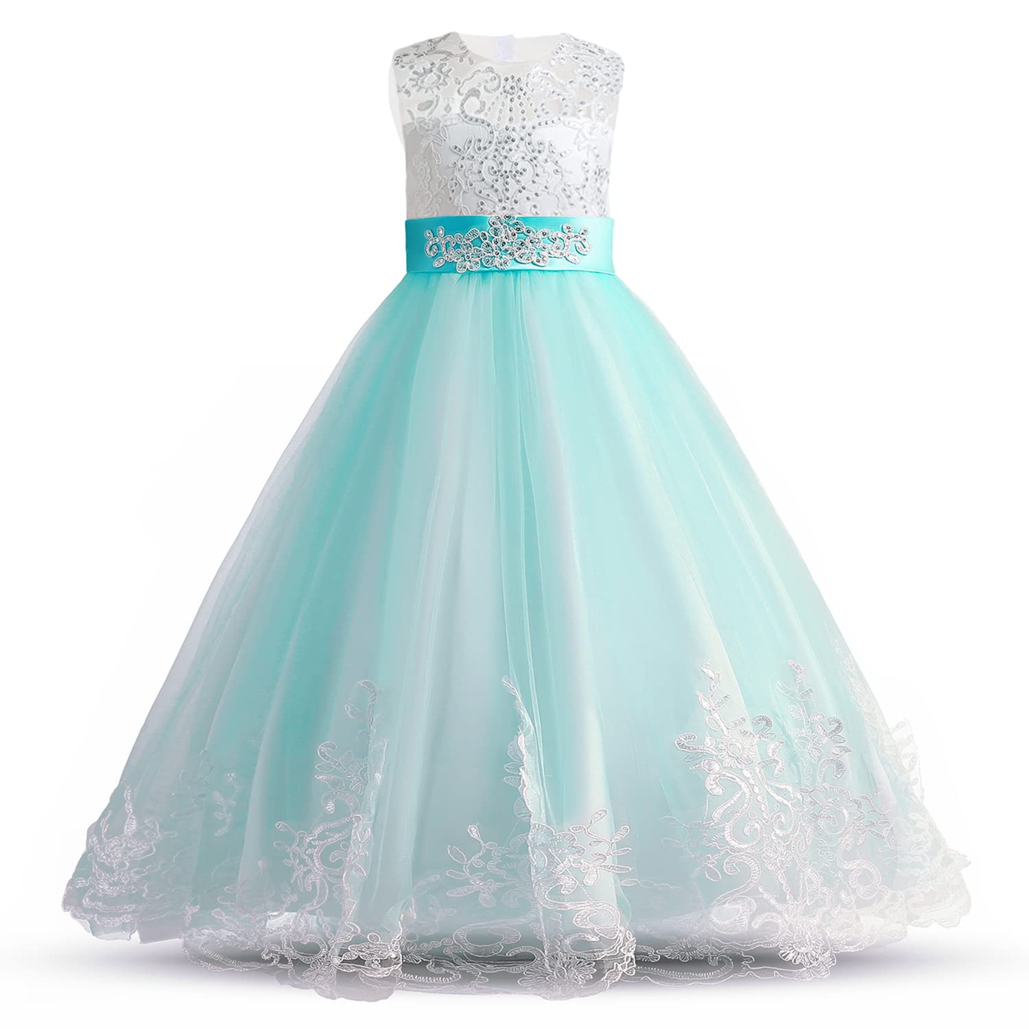 NNJXD Girls Princess Lilac Pageant Dress - Long Tulle Ball Gown for Kids Formal Events, Prom, Pageants & Special Occasions