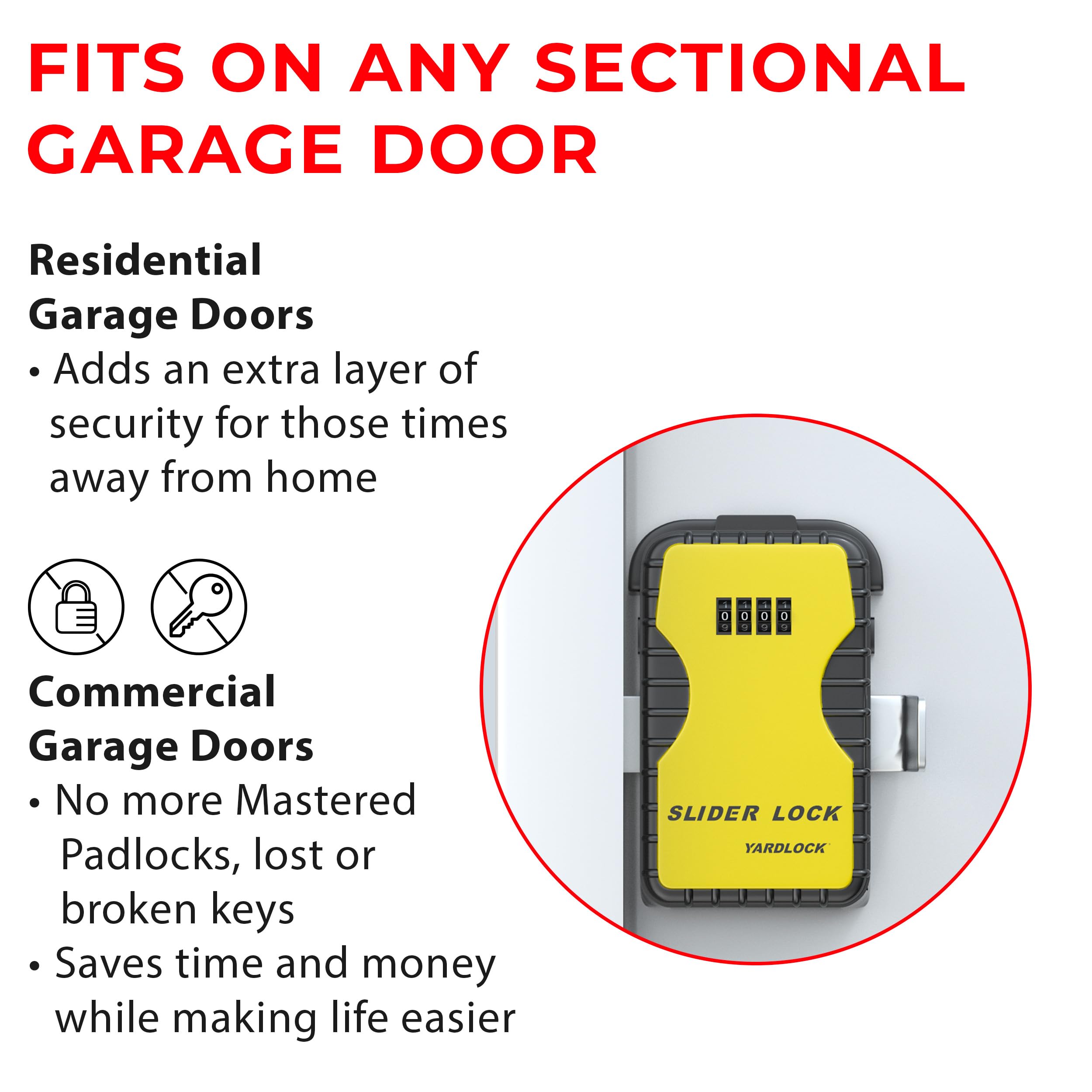 Keyless Garage Door Slider Lock - Heavy Duty Secure Deadbolt for Home & Business - Easy Installation - Weatherproof Design - Perfect for Residential & Commercial Garage Security (1 Pack)