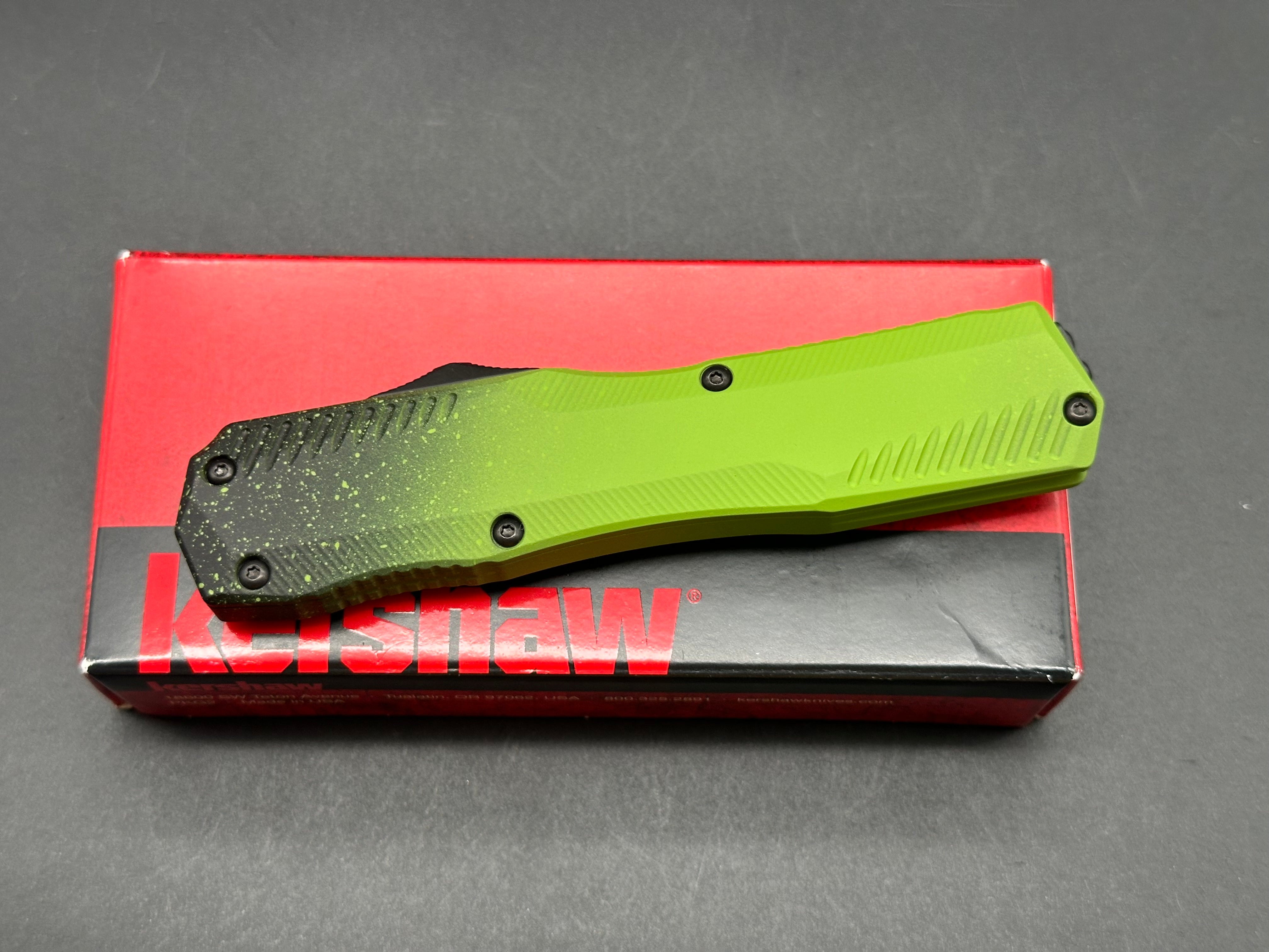 Kershaw Livewire Automatic Knife - Zombie Cerakote & MagnaCut Blade - Blade Show 2024 Exclusive - EDC, Outdoor Survival, Tactical Gear, Collector's Item