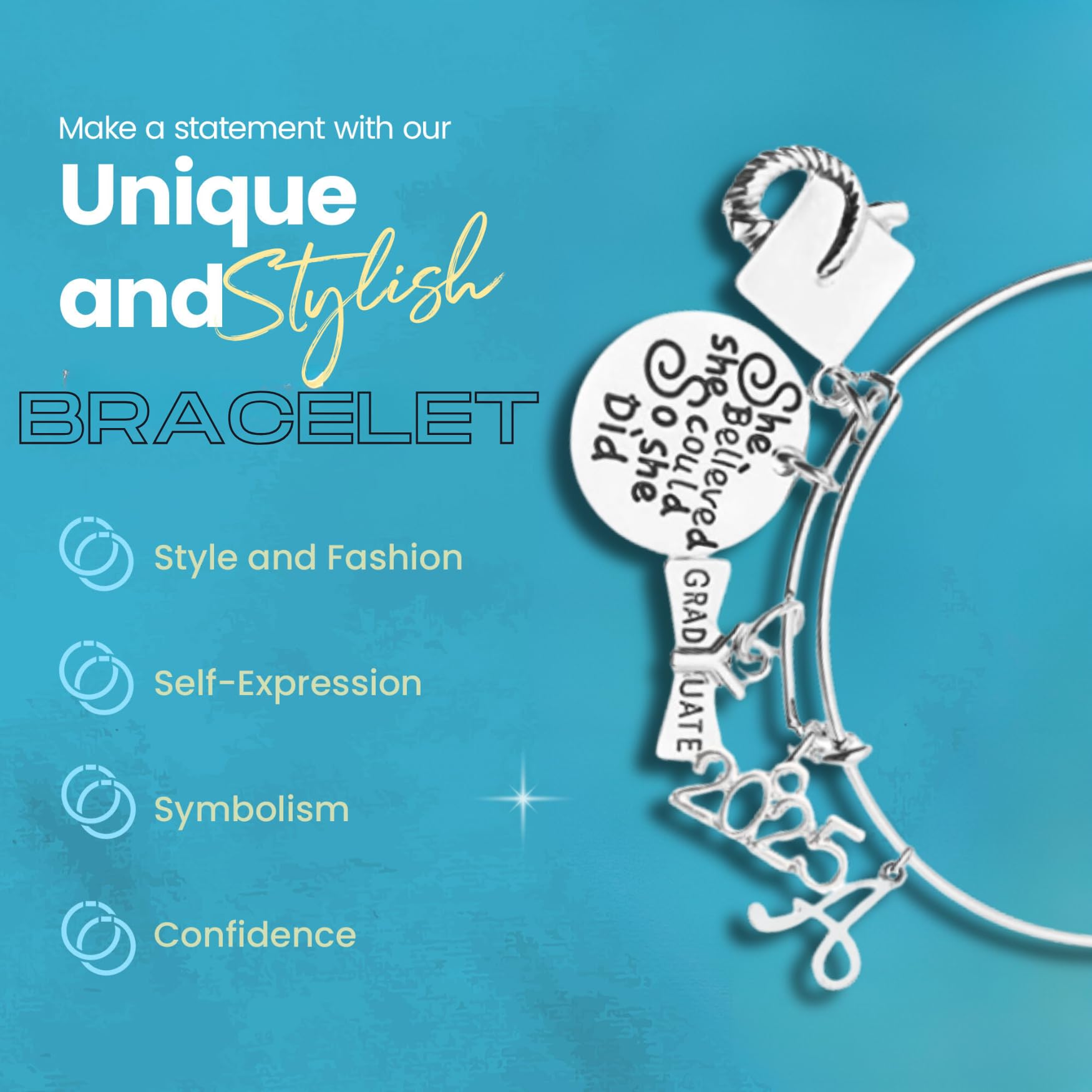 Personalized Graduation Bracelet with Initial Charm - Custom 2025 Graduation Gift for Her, Him & Graduates - Infinity Collection 2025 Edition - Perfect for High School & College Graduation Ceremonies, Parties & Keepsake Gifts