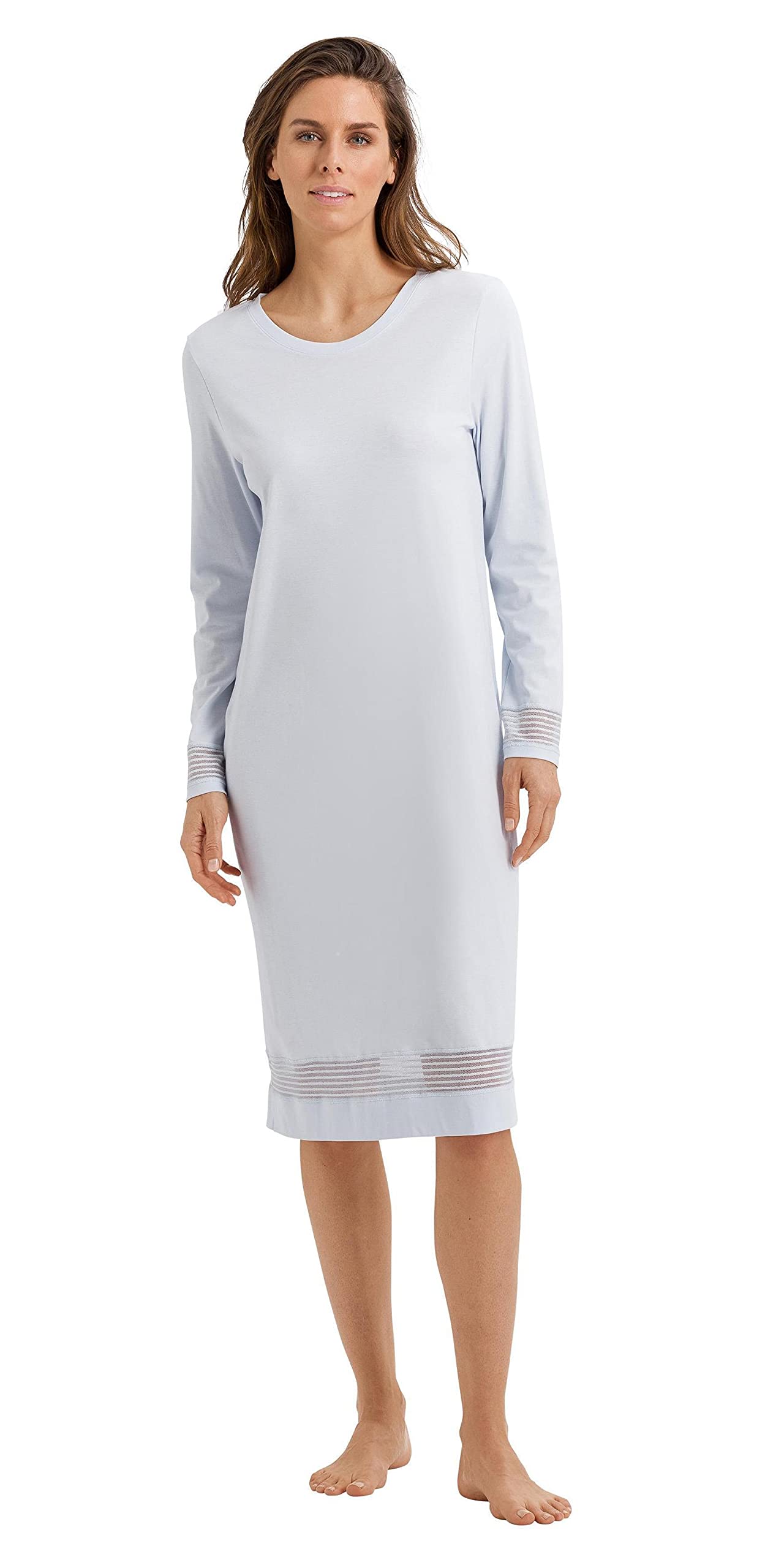HANRO Women's Ira Long Sleeve Nightgown 76939 - Soft Cotton Sleepwear for Women, Comfortable Loungewear for Relaxing at Home, Perfect for Bedtime and Spa Nights
