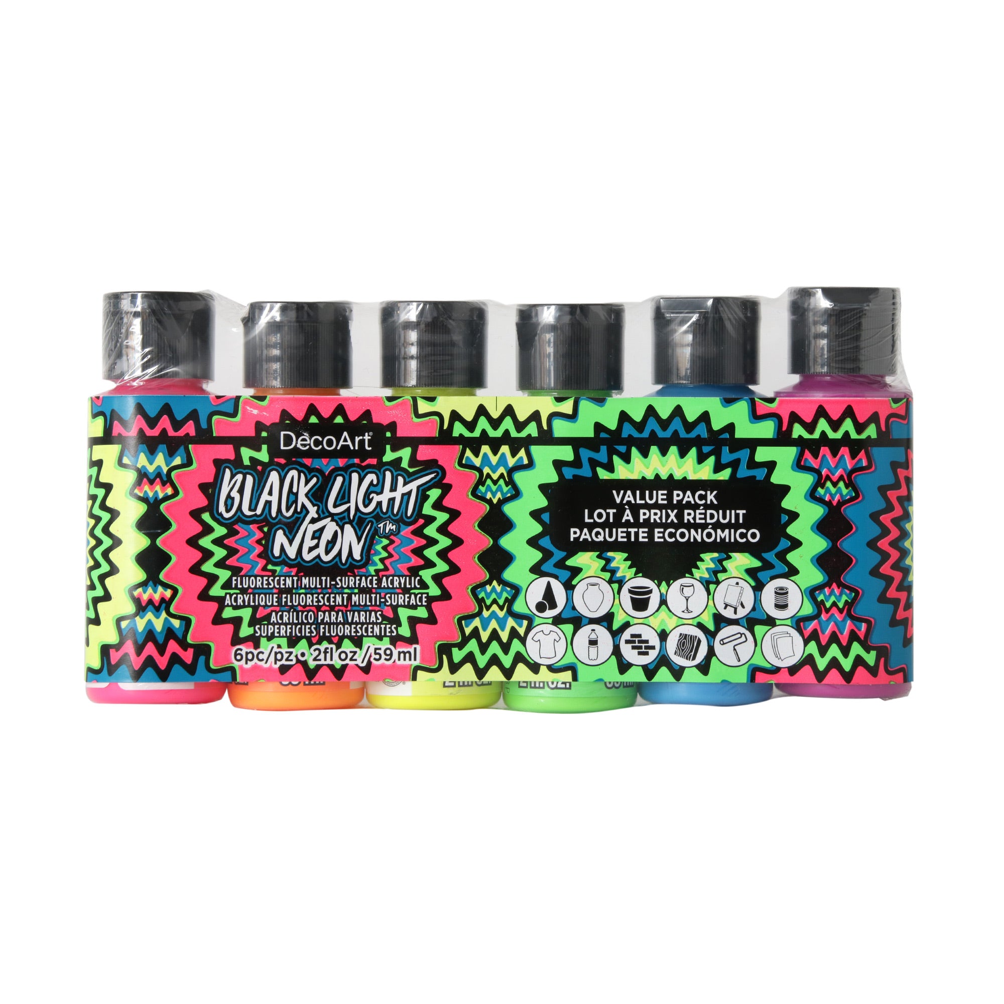 6 Piece Black Light Neon Acrylic Paint Set - Glow in The Dark Art Supplies for Canvas, Body Painting & DIY Crafts - Perfect for Parties, Halloween & UV Art Projects