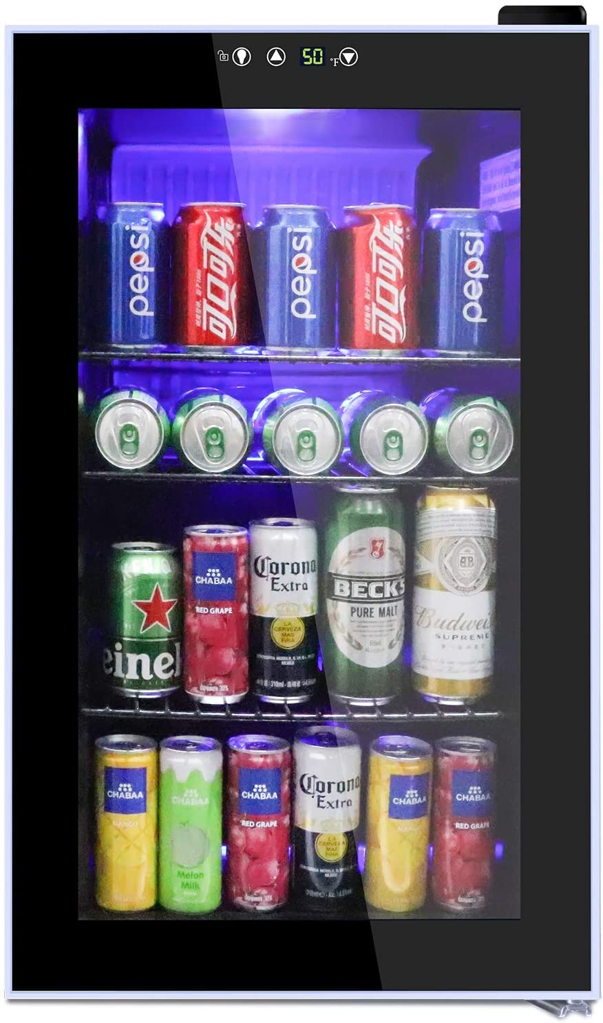 24 Bottle Wine Cooler & Beverage Refrigerator - 2.7 Cu Ft Compact Mini Fridge with Reversible Glass Door for Beer, Soda, Wine - Perfect for Home Bar, Office, Dorm Room & Kitchen