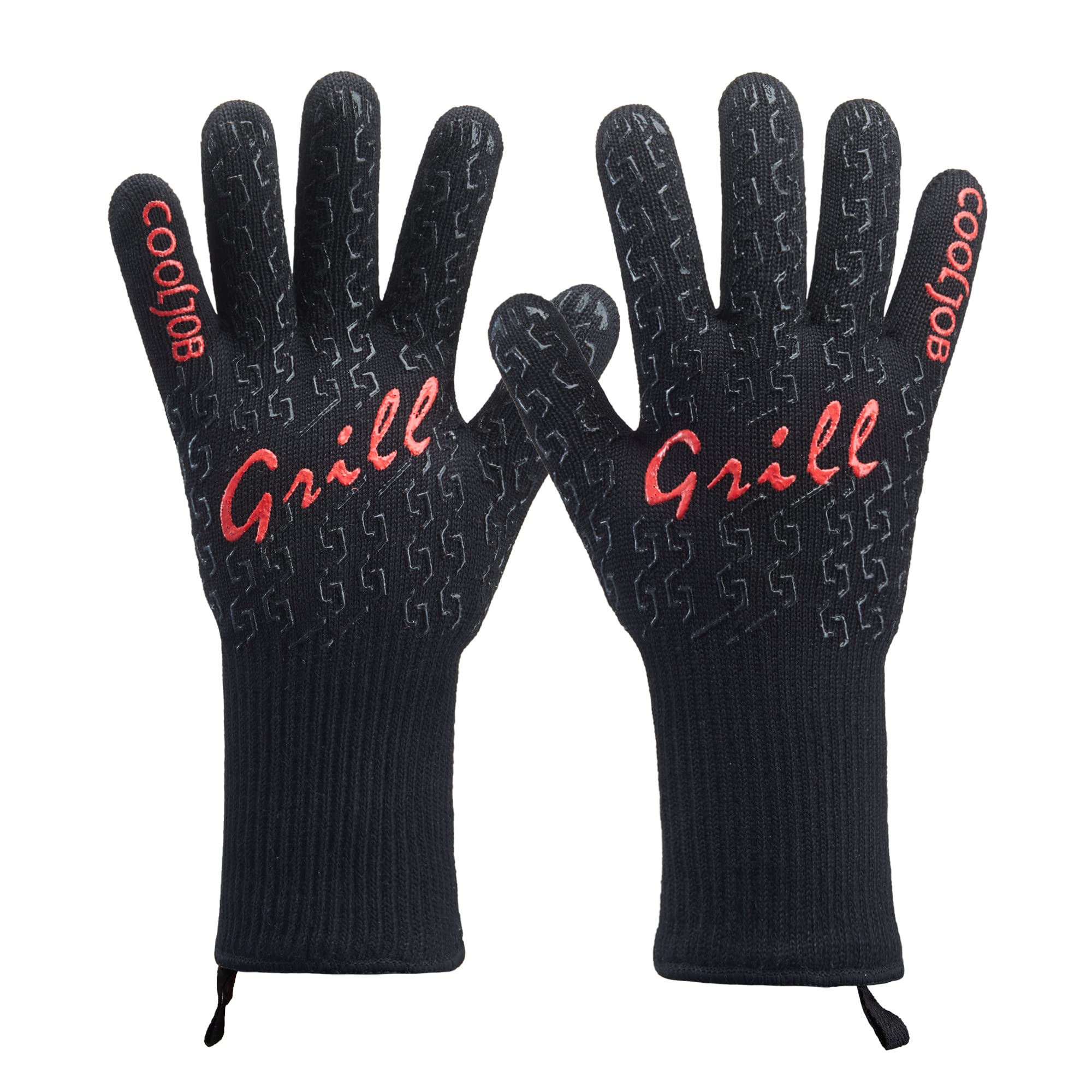 Heat Resistant BBQ Gloves for Grilling, Baking & Cooking - 800°F Aramid Fiber Oven Mitts with Silicone Grip (Black, One Size) - Perfect for BBQ, Pizza Making, Campfire Cooking & Kitchen Safety