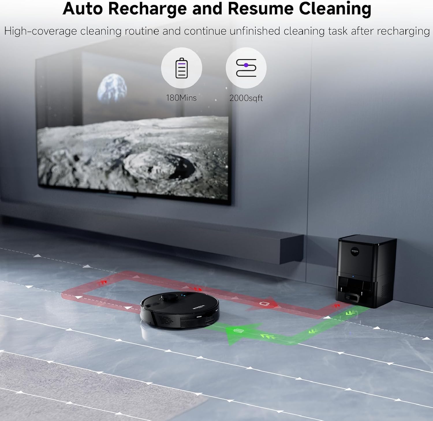 MONSGA Robot Vacuum Mop Combo 5000Pa with Self-Emptying - for Hard Floors & Carpets