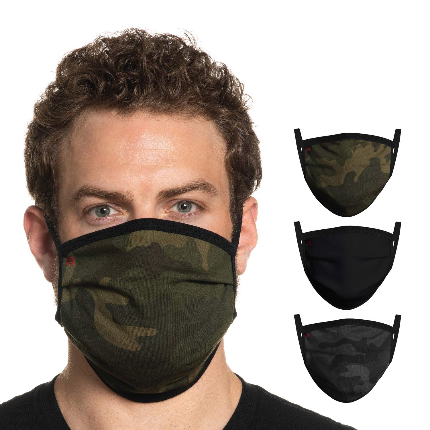Secret Artist Assorted 3-Pack Reusable Cloth Face Masks - Washable, Breathable & Reversible for Men & Women - XL & 2XL Size - Made in USA - Perfect for Daily Use, Travel & Public Safety