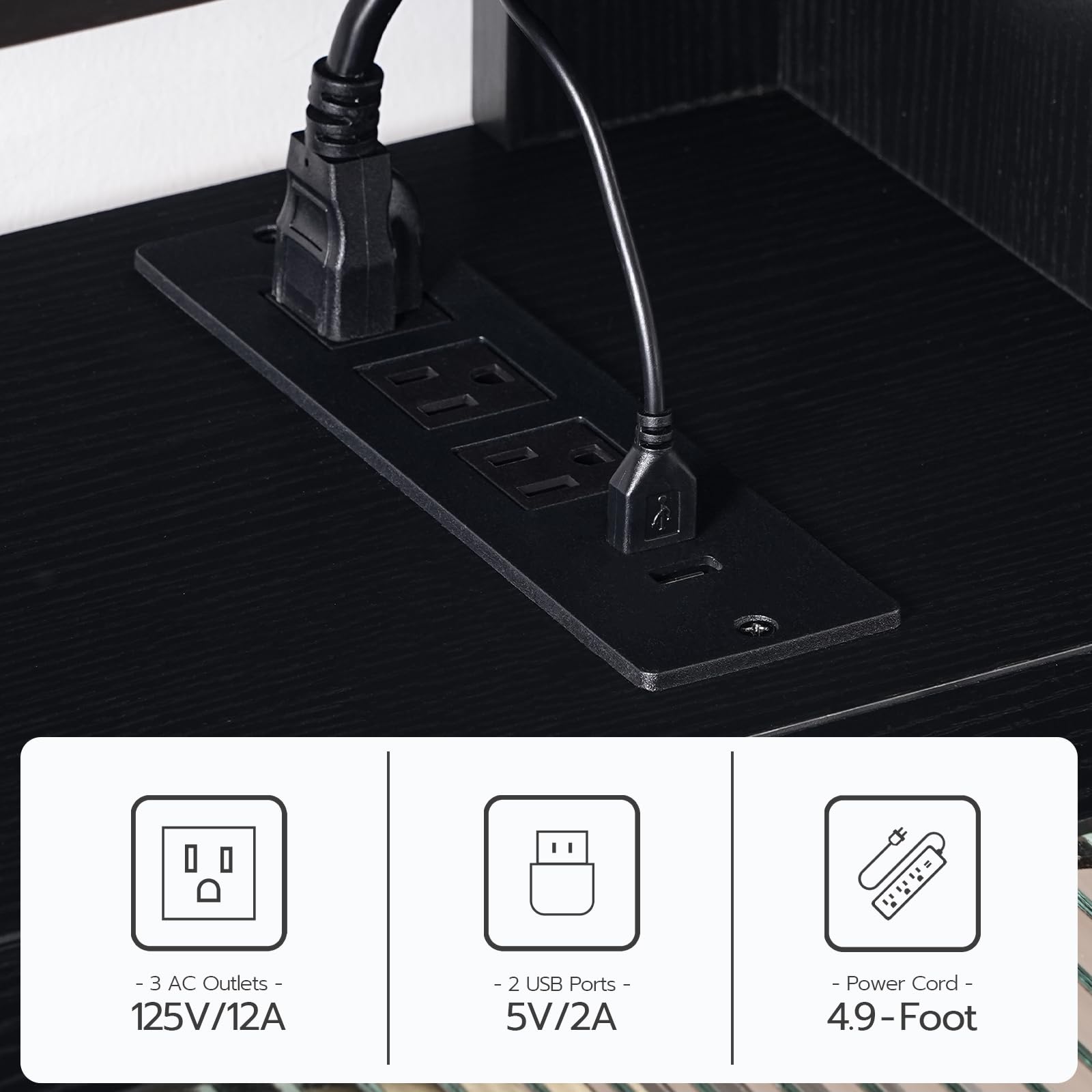 HOOBRO Floating TV Stand with LED Lights & Power Outlet for 75