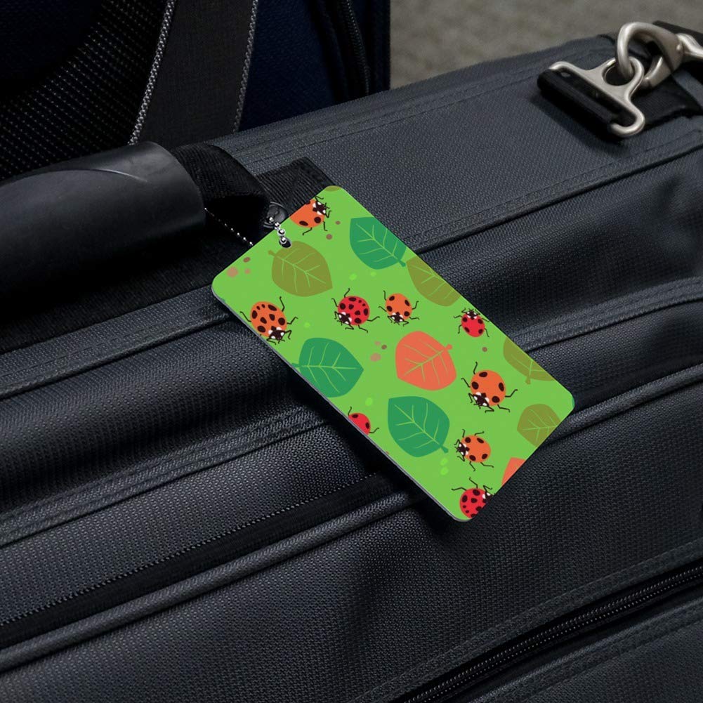 Stylish Ladybugs & Leaves Pattern Luggage Tag - Durable Suitcase ID Card for Carry-On Bags - Perfect for Travel Identification & Baggage Claim
