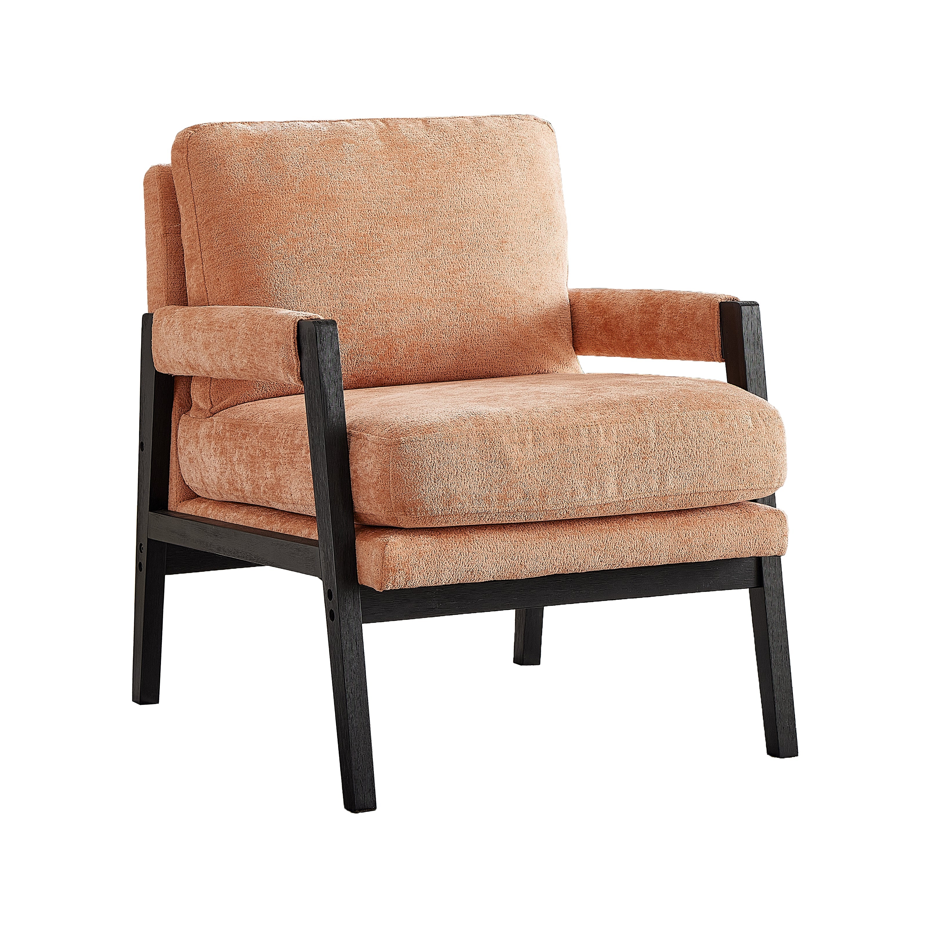 Roundhill Furniture Kelly Mid Century Modern Chenille Upholstered Accent Armchair - Stylish Living Room Chair for Home Office, Lounge & Reading Nook