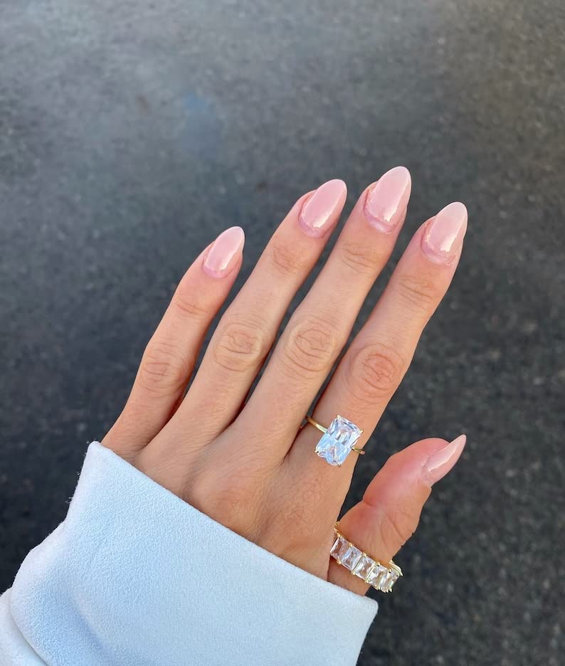 5 Carat Radiant Cut Diamond Solitaire Engagement Ring for Women - 14K Yellow Gold & 925 Sterling Silver Wedding Band - Handmade Promise Ring Set - Perfect Gift for Her, Anniversary, Proposal, or Valentine's Day