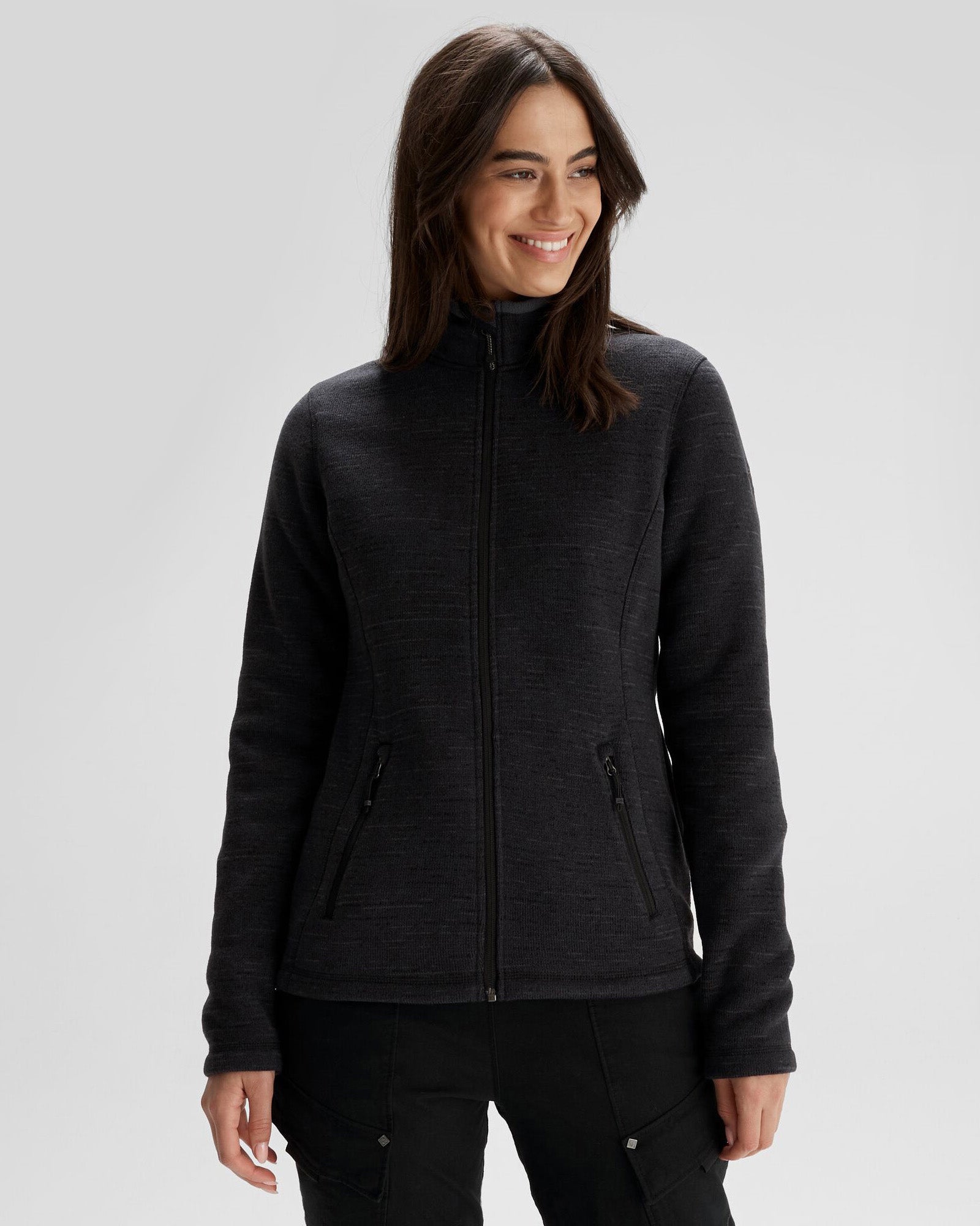 Women's Aikman Fleece Jacket - Soft & Warm Winter Outerwear, Black Marle Color - Perfect for Casual Outfits, Hiking & Outdoor Activities