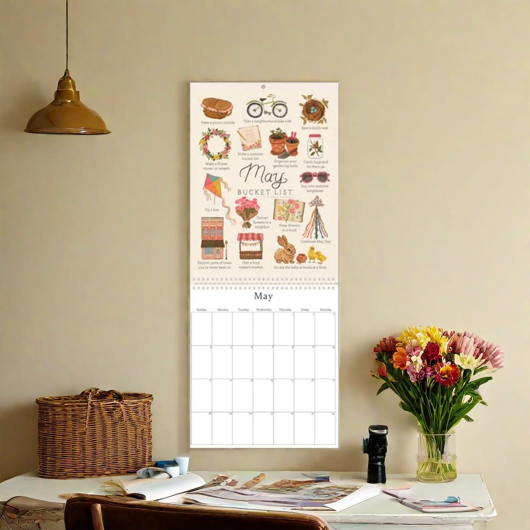2025 Bucket List Calendar & Dream Journal - Monthly Wall & Desk Planner for Couples, Travel & Adventure - Includes Blank Bucket List Cards - Perfect for Retirement Life, Goal Setting & Family Planning (1PC) - Ideal for Home Office, Gift Giving & Personal Organization