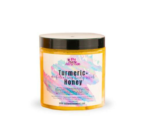 Organic Turmeric & Honey Body Scrub - 8oz Exfoliating Face & Body Polish for Glowing Skin - Natural Skincare for Dry Skin, Acne & Dark Spots - Perfect for Spa Day & Self Care Routine
