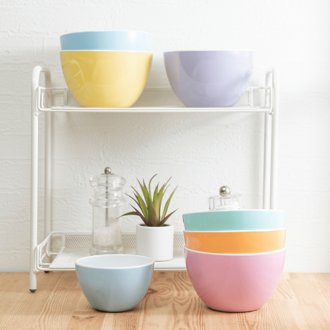 bzyoo 6-Piece 5.5 Inch 30.4oz ColorPop Bowls Set - Pastel Colored Melamine Serving Bowls for Salads, Desserts, Snacks & Party Tableware