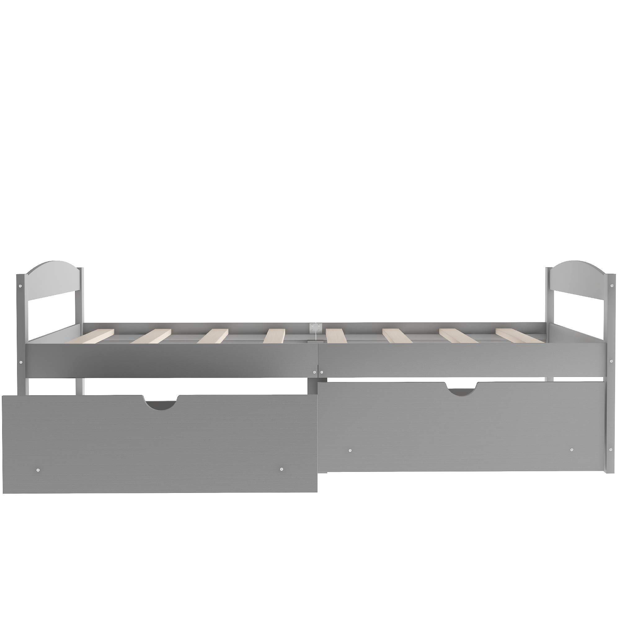 Merax Classic Solid Wood Twin Size Daybed with Storage Drawers - Grey Platform Bed for Living Room, Bedroom & Guest Room - Perfect for Small Spaces, Sleepovers & Extra Seating