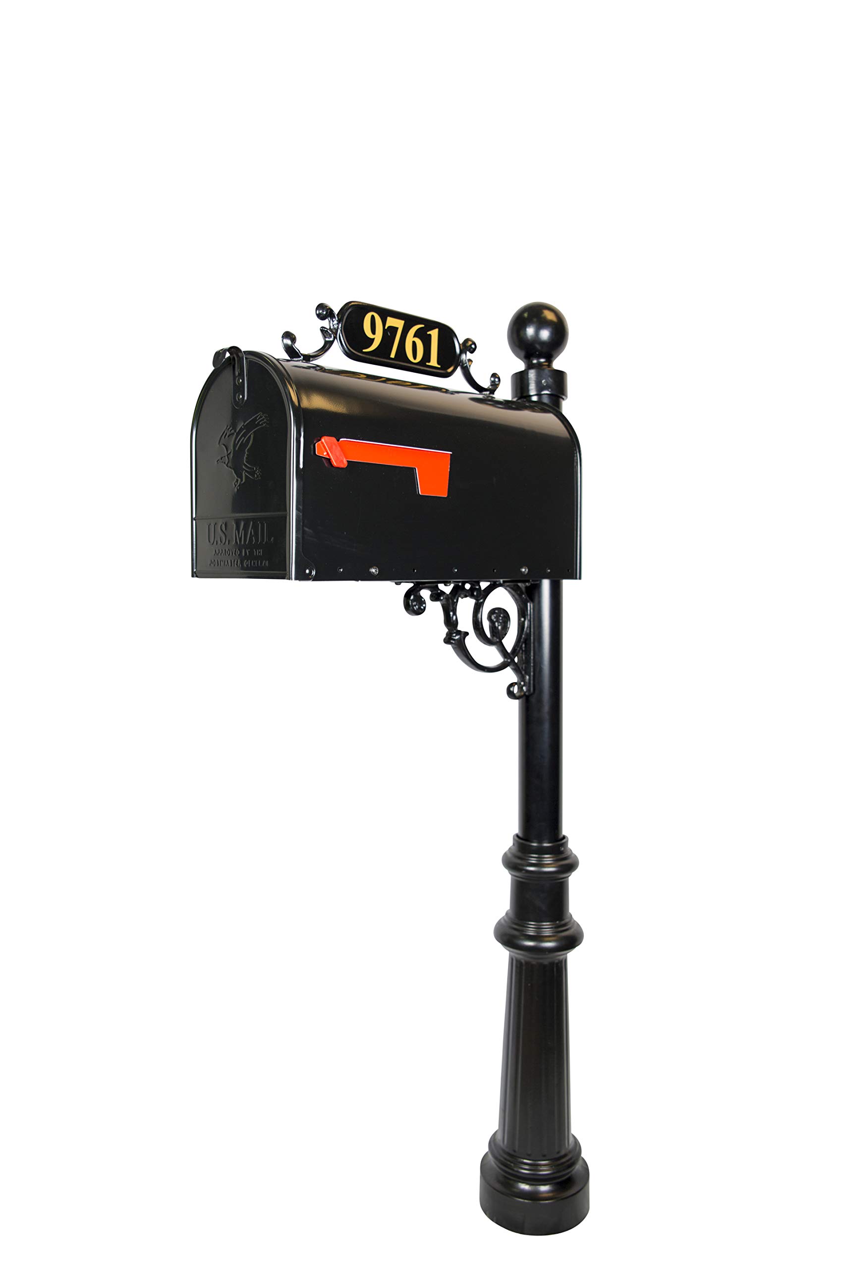 Black Rust-Resistant Metal Mailbox System with Address Plaque & Numbers - Large Outdoor Mailbox for Homes & Avenues - Includes Mounting Hardware for Easy Installation - Perfect for Residential & Commercial Properties