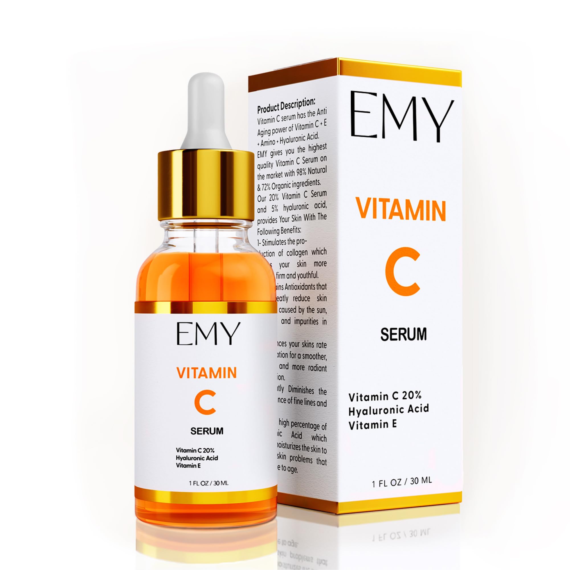 Best Vitamin C Serum with Hyaluronic Acid - Anti-Aging Face Moisturizer for Wrinkles & Fine Lines - Brightening & Plumping Cream with Collagen & Glycerin - Perfect for Daily Skincare Routine & Nighttime Hydration