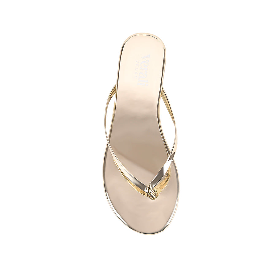 Tori Thongs Gold Mirror Sandals - Stylish & Comfortable Women's Flip Flops for Beach, Pool, and Summer Outfits