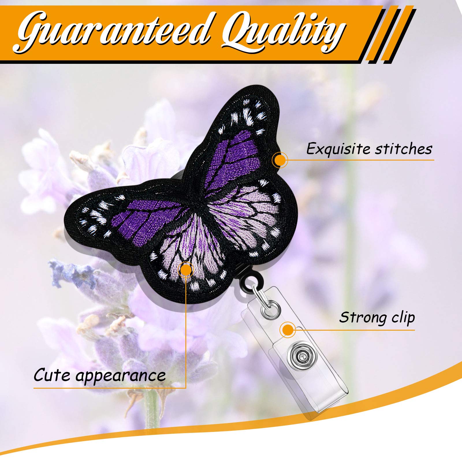 4-Pack Cute Butterfly Badge Reels with Retractable Lanyard & Alligator Clips - Nurse ID Holder for Healthcare Workers, Teachers, Students & Volunteers (Pink, Yellow, Cyan, Purple) - Perfect for Hospitals, Schools & Office Identification