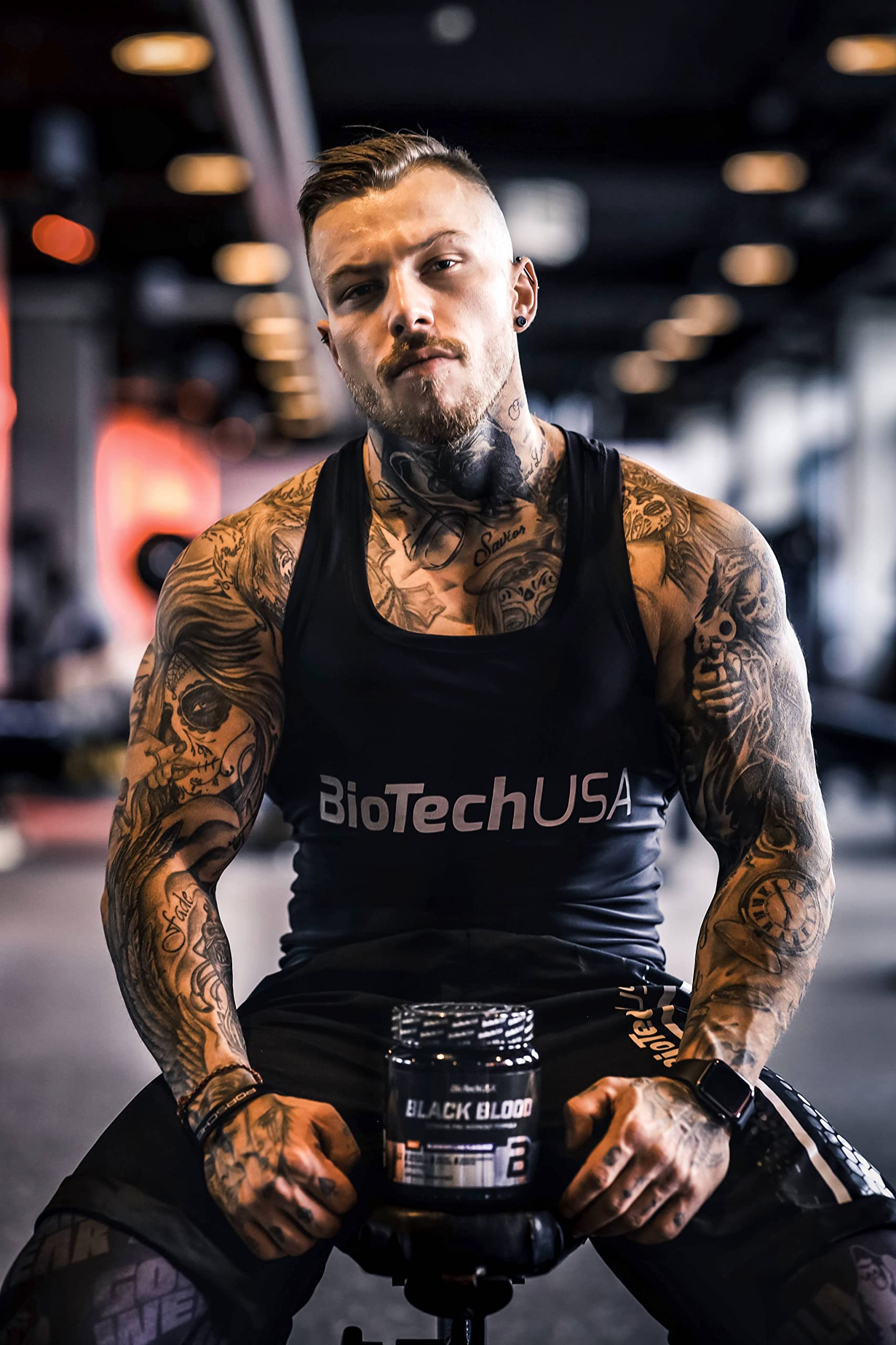 BioTechUSA Black Blood NOX+ Pre-Workout Supplement - Tropical Fruit Flavor, 330g (EAN 5999076232369) | Energy Booster for Gym & Fitness Training | Muscle Performance Enhancer