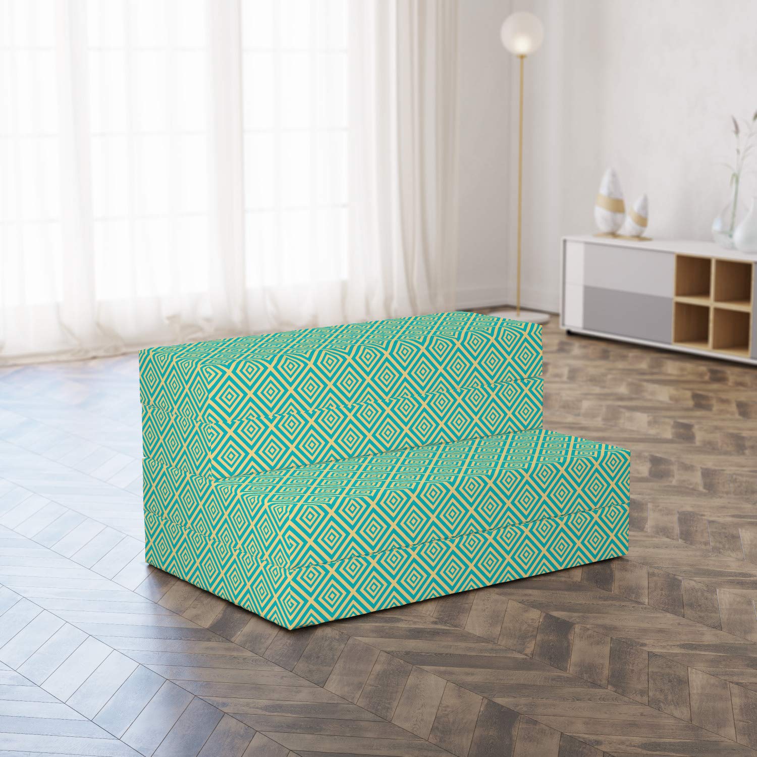 Ambesonne Art Deco Foldable Mattress - Geometric Contemporary Design, 74.8