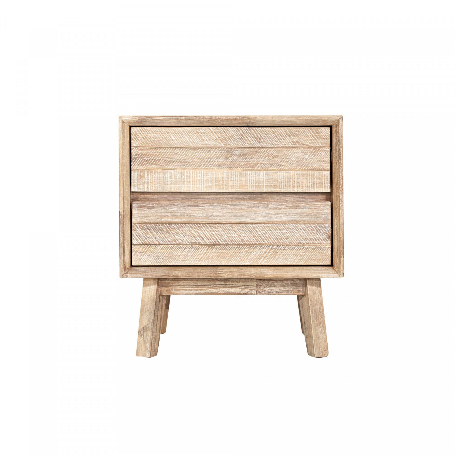 Abenra 2-Drawer Nightstand with Light Driftwood Finish - Modern Bedside Table for Bedroom, Living Room & Guest Room