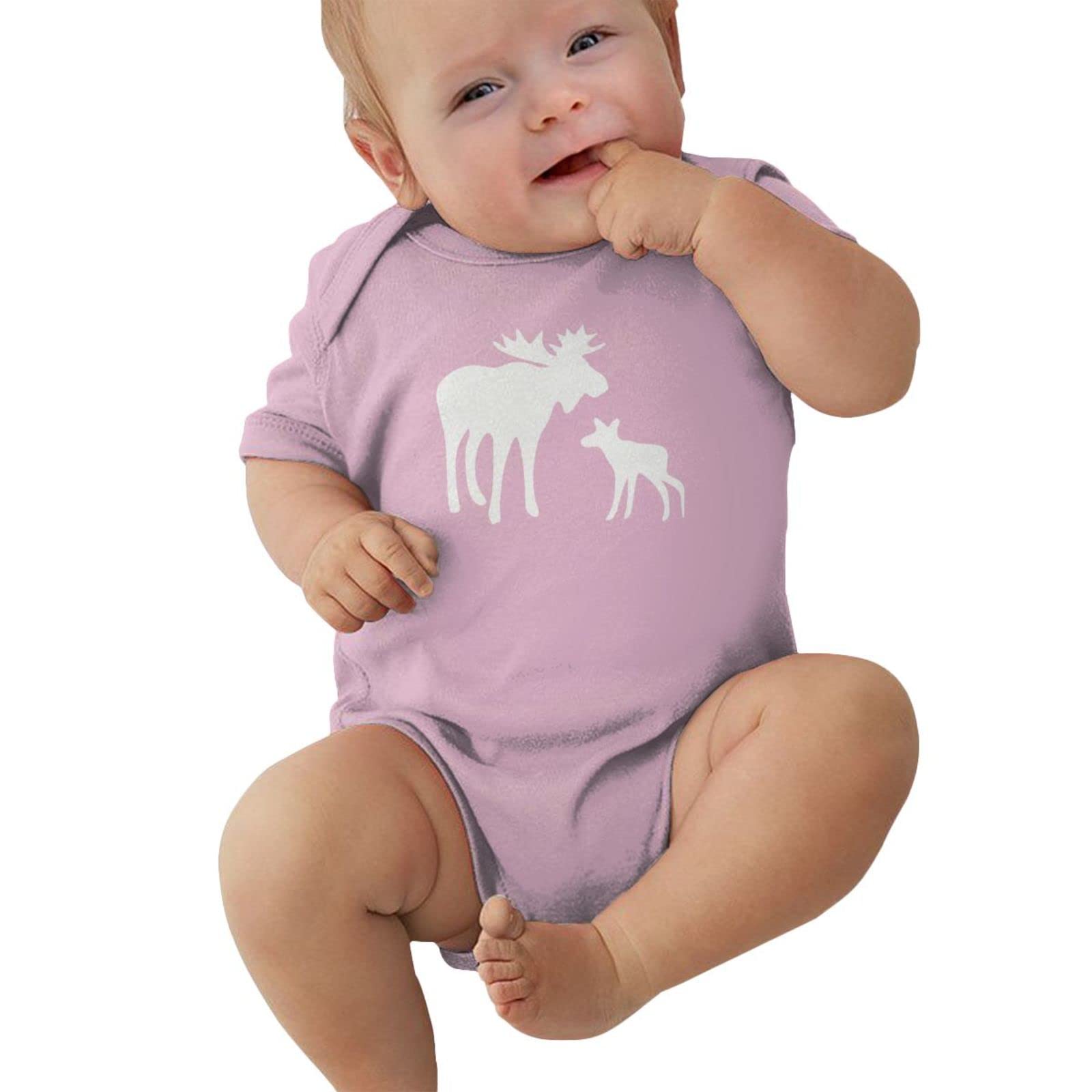 Adorable Moose Print Baby Romper Jumpsuit - Soft Newborn Short Sleeve Bodysuit for Girls & Boys | Perfect for Playtime, Photo Shoots & Everyday Wear