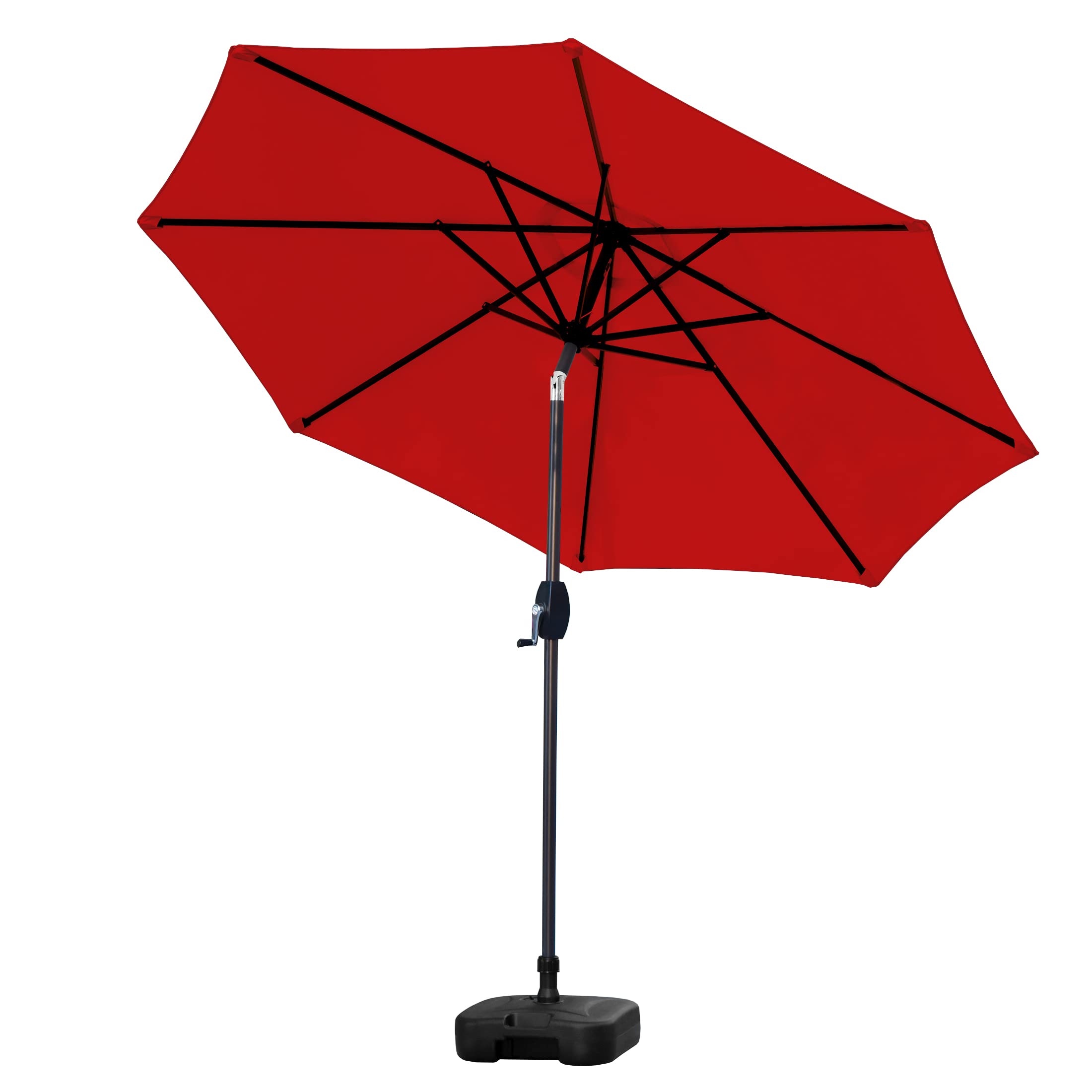 WO Home Furniture 9ft Outdoor Patio Umbrella with Heavy Duty Base - Round Market Table Umbrella for Sun Shade & UV Protection - Perfect for Backyard, Poolside, and Outdoor Dining Areas