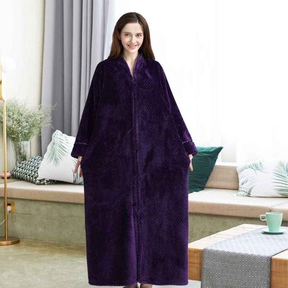 Piili AAJIA Unisex Flannel Bathrobe - Winter Thickened Long Pajamas for Couples, Plus Size Zipper Nightgown for Men & Women | Cozy Loungewear for Home, Spa & Relaxation