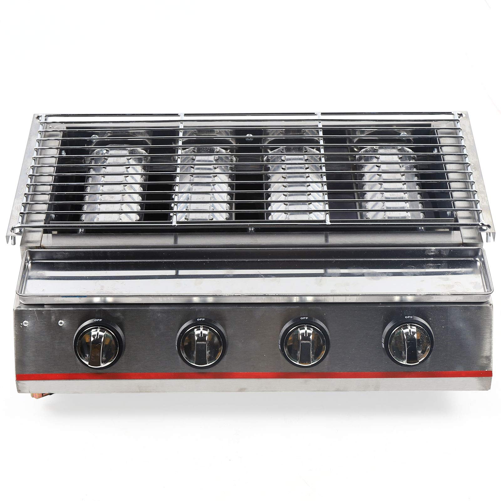 4-Burner Gas Grill - 2800PA LPG Outdoor BBQ Grill with Stainless Steel Tabletop - Perfect for Backyard Parties, Camping & Commercial Use