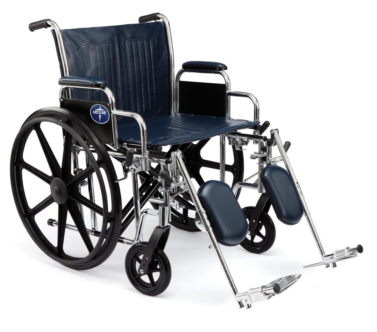 Excel Heavy Duty Wheelchair with Removable Arms & Detachable Footrests - 22 Inch Black Frame - Ideal for Home Use, Travel and Outdoor Mobility