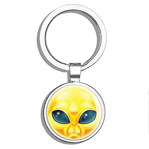 Alien Head Double Sided Stainless Steel Keychain - Durable Key Ring Holder for Car Keys & Key Finder - Perfect for Home, Office, Travel & Everyday Use