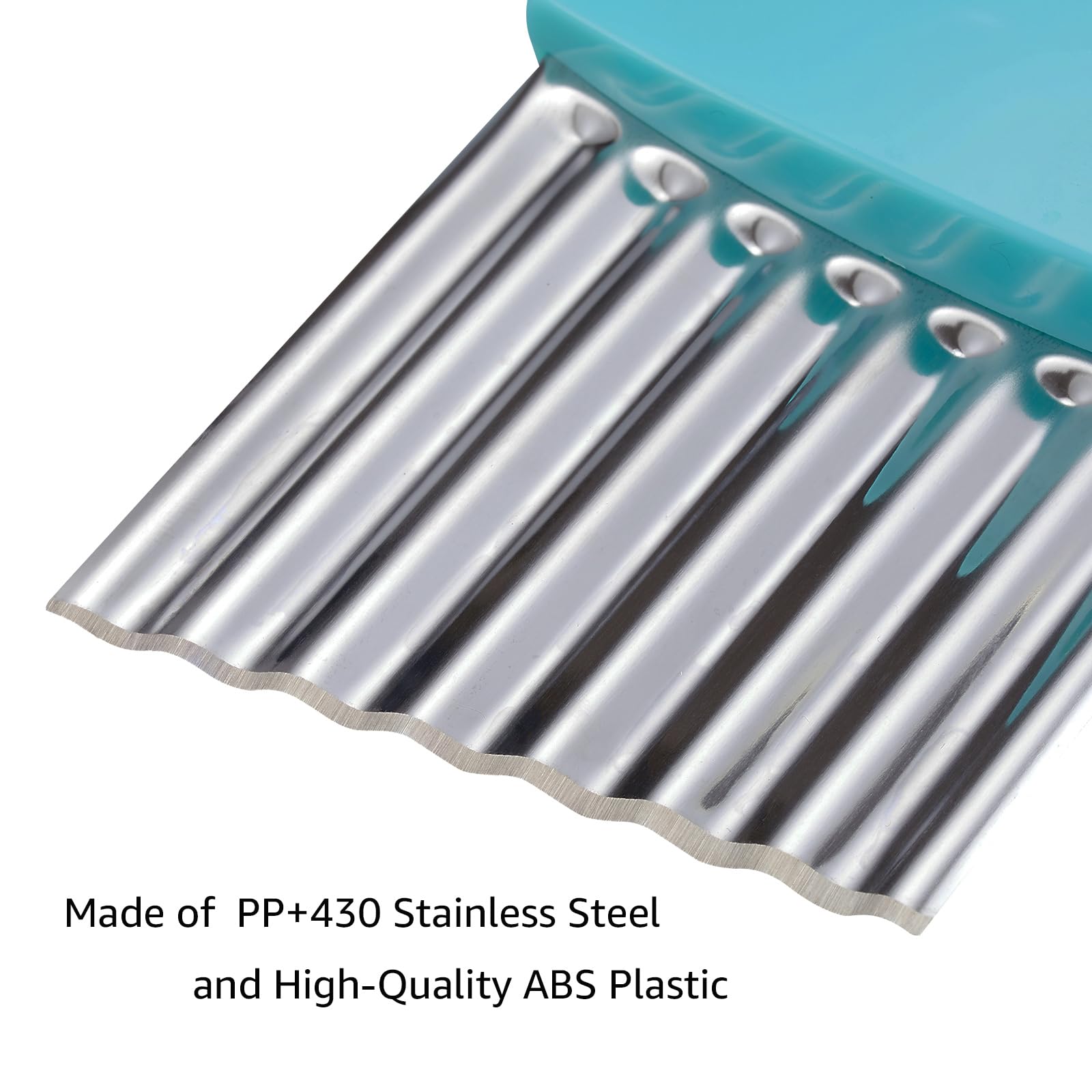 Stainless Steel Crinkle Cutter - Wavy Vegetable Chopper for Potatoes, Carrots, Lettuce | 2-Piece Set (Green & Blue) | Perfect for Making Waffle Fries, Salad Garnish & Meal Prep