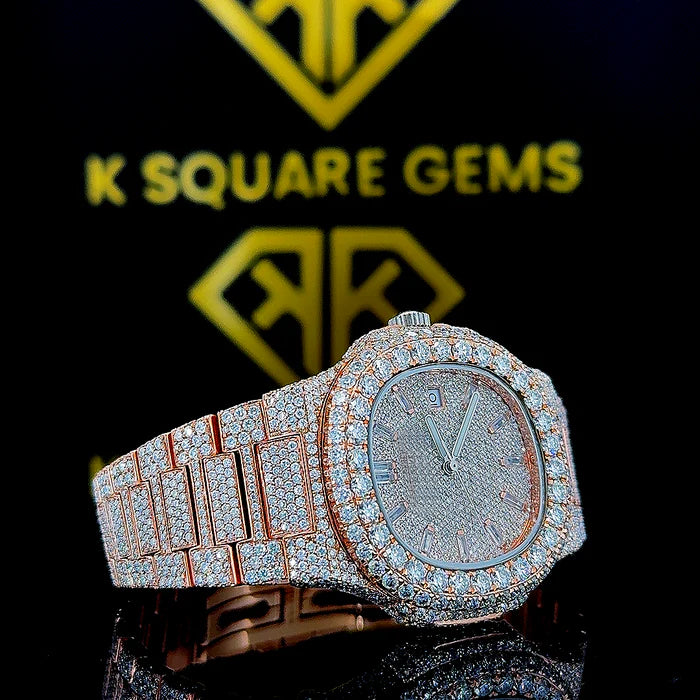 Luxury Moissanite Iced Out Men's Watch with Swiss Automatic Movement - Perfect for Formal Events, Parties & Gifting