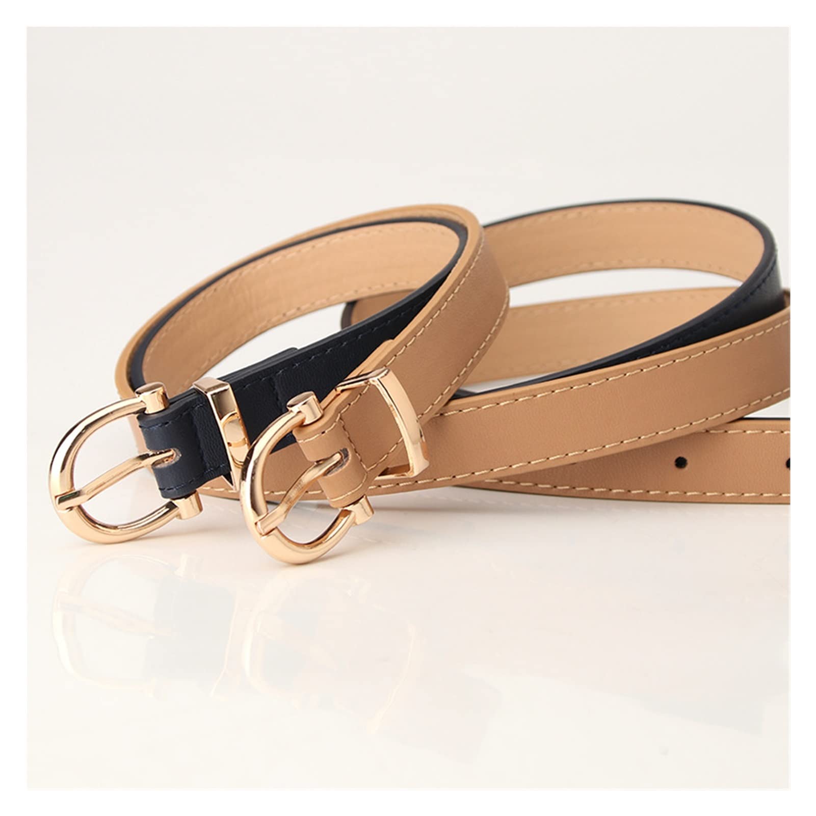 Women's Genuine Leather Dress Belt - Adjustable Waist Strap for Jeans, Pants & Skirts (105CM, Camel) | Stylish & Versatile Accessory for Casual & Formal Outfits