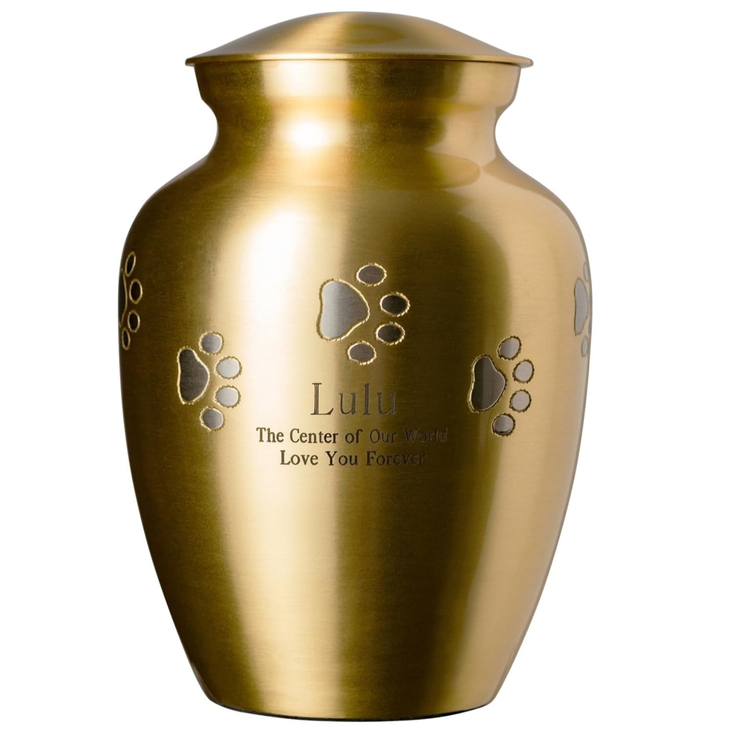 Ottillie Paws Elite Series Personalized Pet Urn for Dogs & Cats - Custom Engraved Memorial Urn in Brass, Pewter (Medium Size) - Perfect for Home Memorials & Pet Ashes Keepsakes