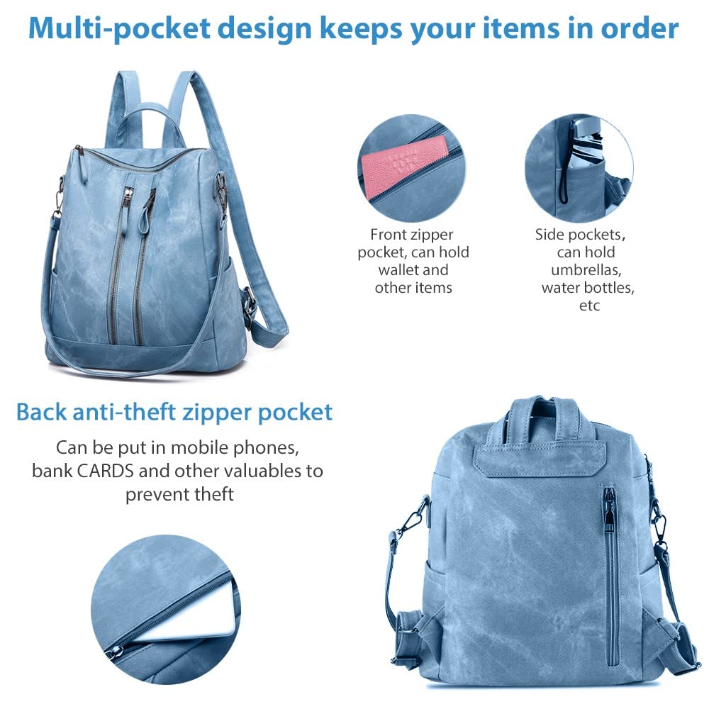 Stylish Women's Leather Backpack Purse - Small Waterproof Anti-Theft Shoulder Bag & Handbag for Travel, Work & Daily Use