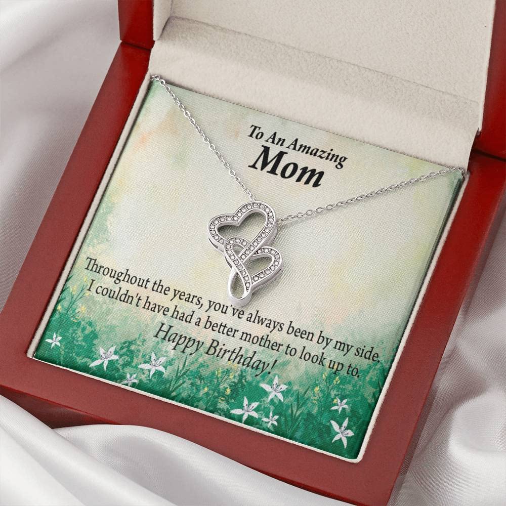 Double Hearts Necklace Gift for Mom - Birthday, Anniversary, Graduation Present from Son or Daughter with Message Card | Express Love & Appreciation | Perfect for Mother's Day, Christmas & Special Occasions