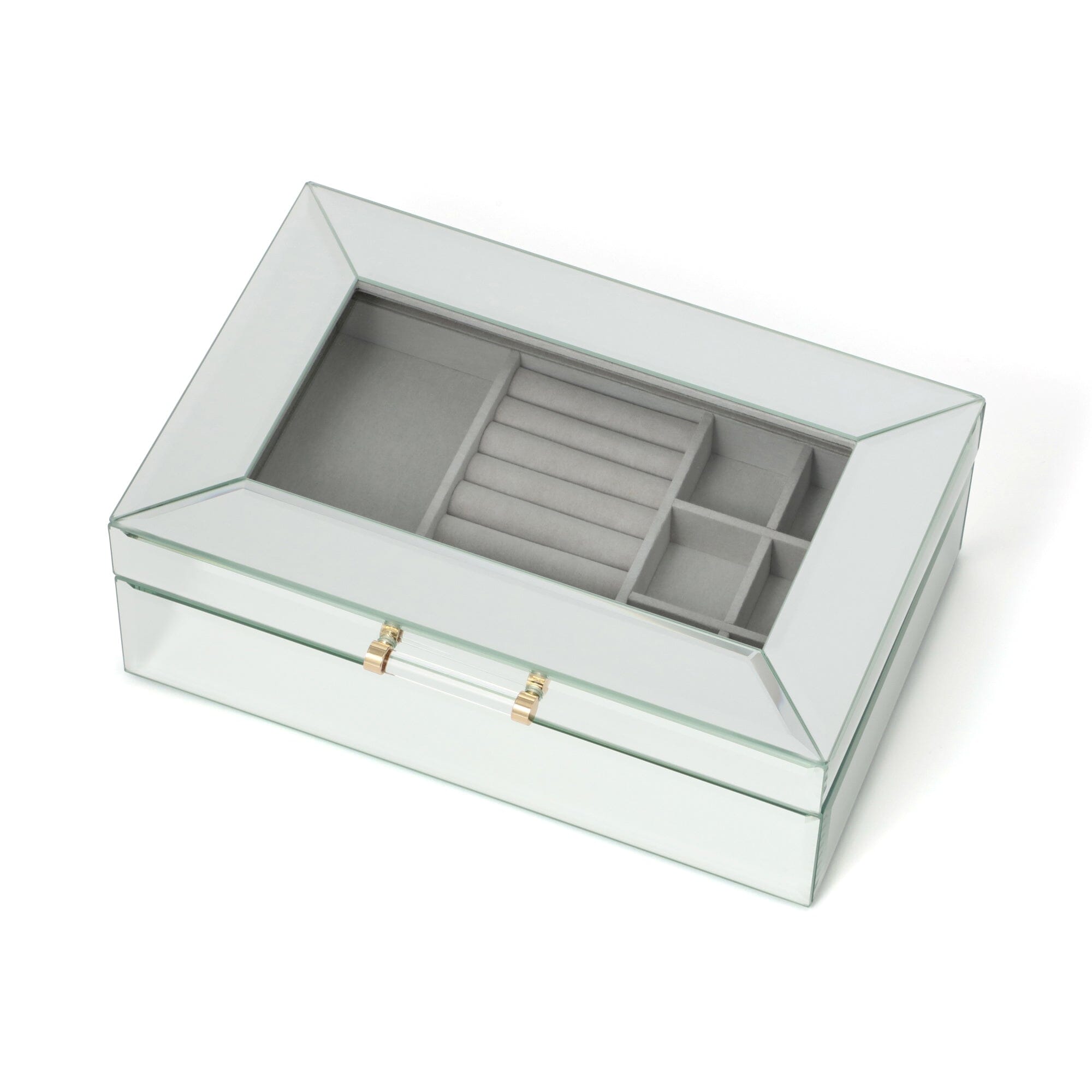 Large Mirror Jewelry Box - Elegant Organizer for Necklaces, Rings & Earrings - Perfect for Dressing Table & Travel