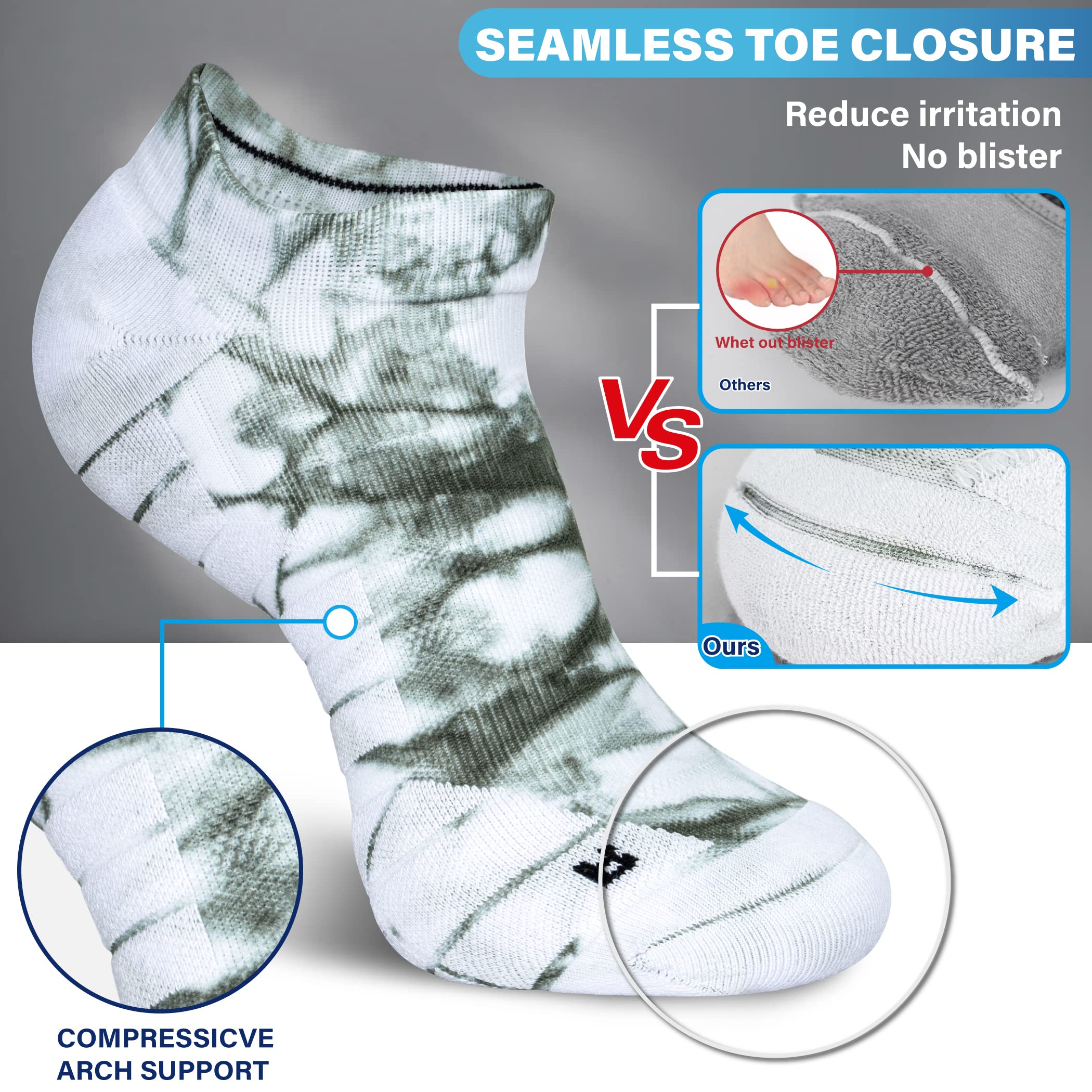 Hylaea Athletic Running Socks - Cushioned Padded Moisture-Wicking Low Cut Socks for Men & Women - Perfect for Jogging, Gym Workouts & Marathon Training