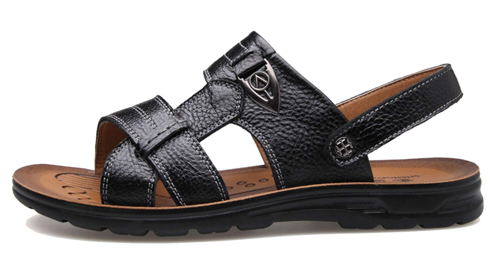Men's Open Toe Leather Casual Sandals - Breathable Slingback Slippers for Beach, Pool & Water Activities - Comfortable Summer Footwear in Small & Large Sizes