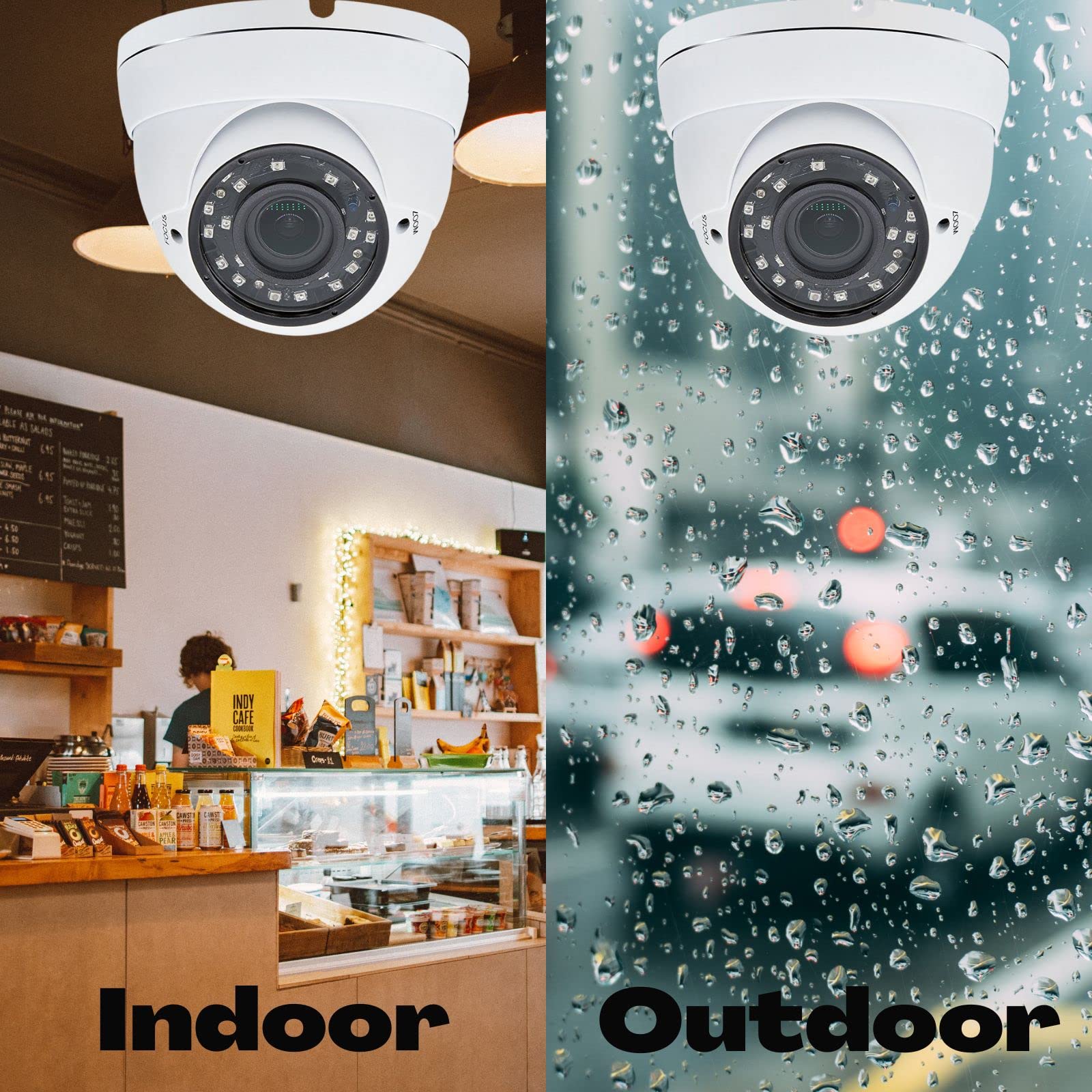 Evertech 1080p HD Weatherproof Outdoor Dome Security Camera with Adjustable Lens - 2 Pack for Home, Office & Business Surveillance - Night Vision, Motion Detection & Remote Viewing