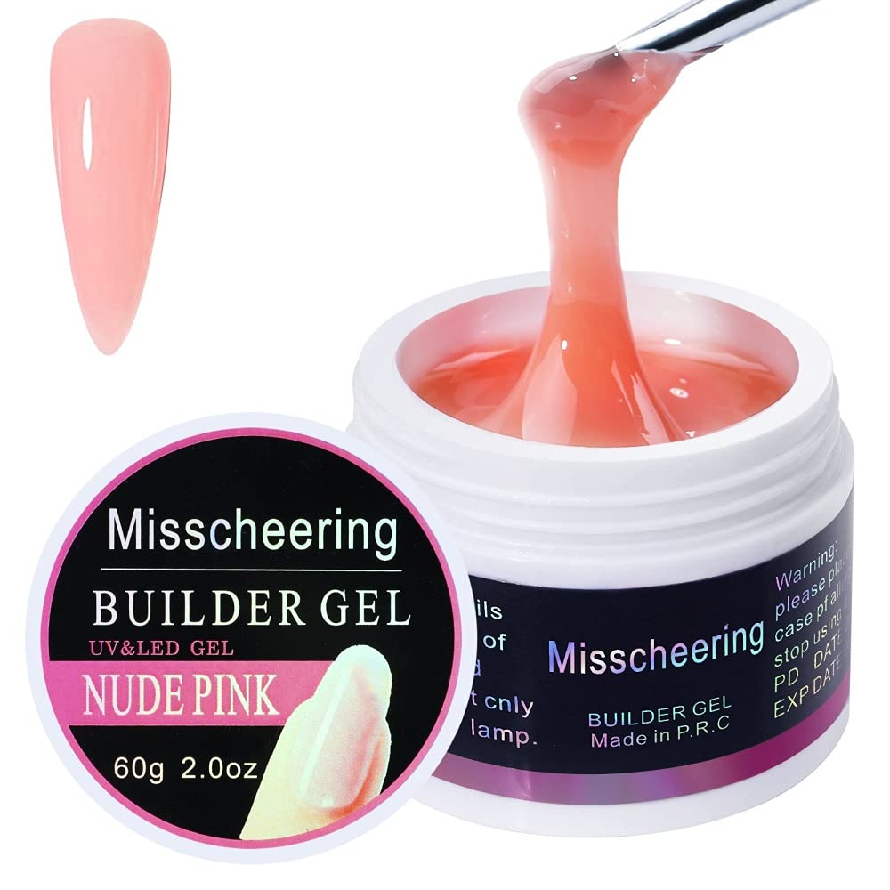ShiningLove Nail Repair Glue & Builder Gel - 60ML UV Nail Art Extension Gel for Acrylic Tips, Painless & Removable, Nude Pink - Perfect for Salon, Home Manicure & DIY Nail Art