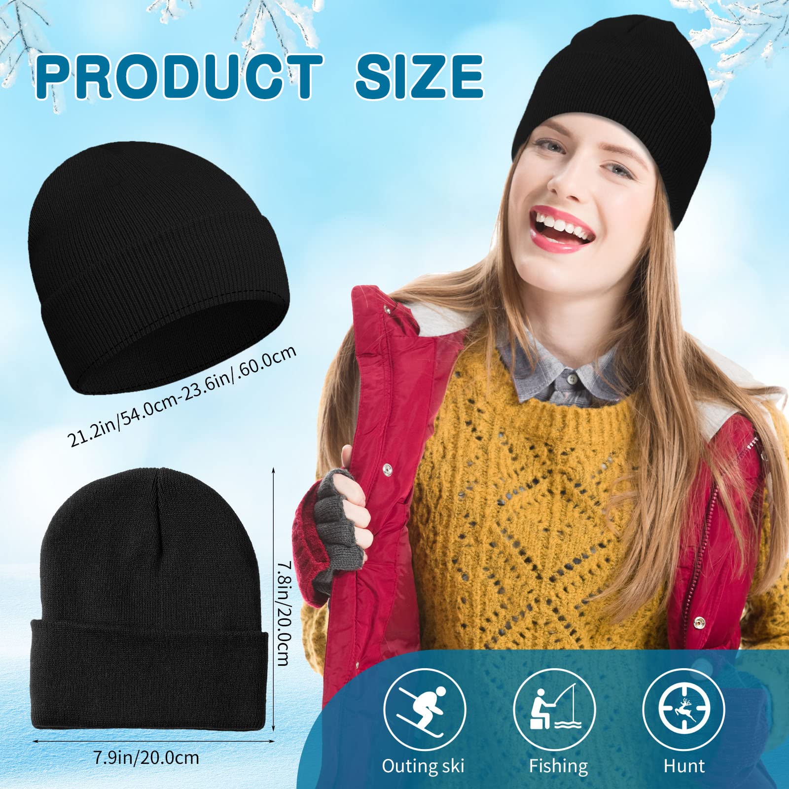 6-Piece Women's Knit Beanie & Touchscreen Gloves Winter Set - Soft Skull Cap & Warm Accessories for Cold Weather - Christmas Gifts for Her - Perfect for Snowboarding, Skiing & Outdoor Activities