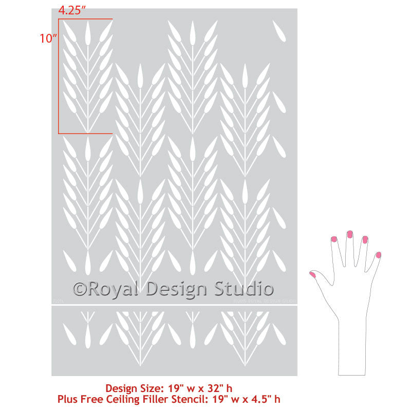 Picaya Quiver Feather Raven & Lily Wall Stencil - DIY Home Decor, Wall Painting Template for Bedroom, Living Room, Nursery