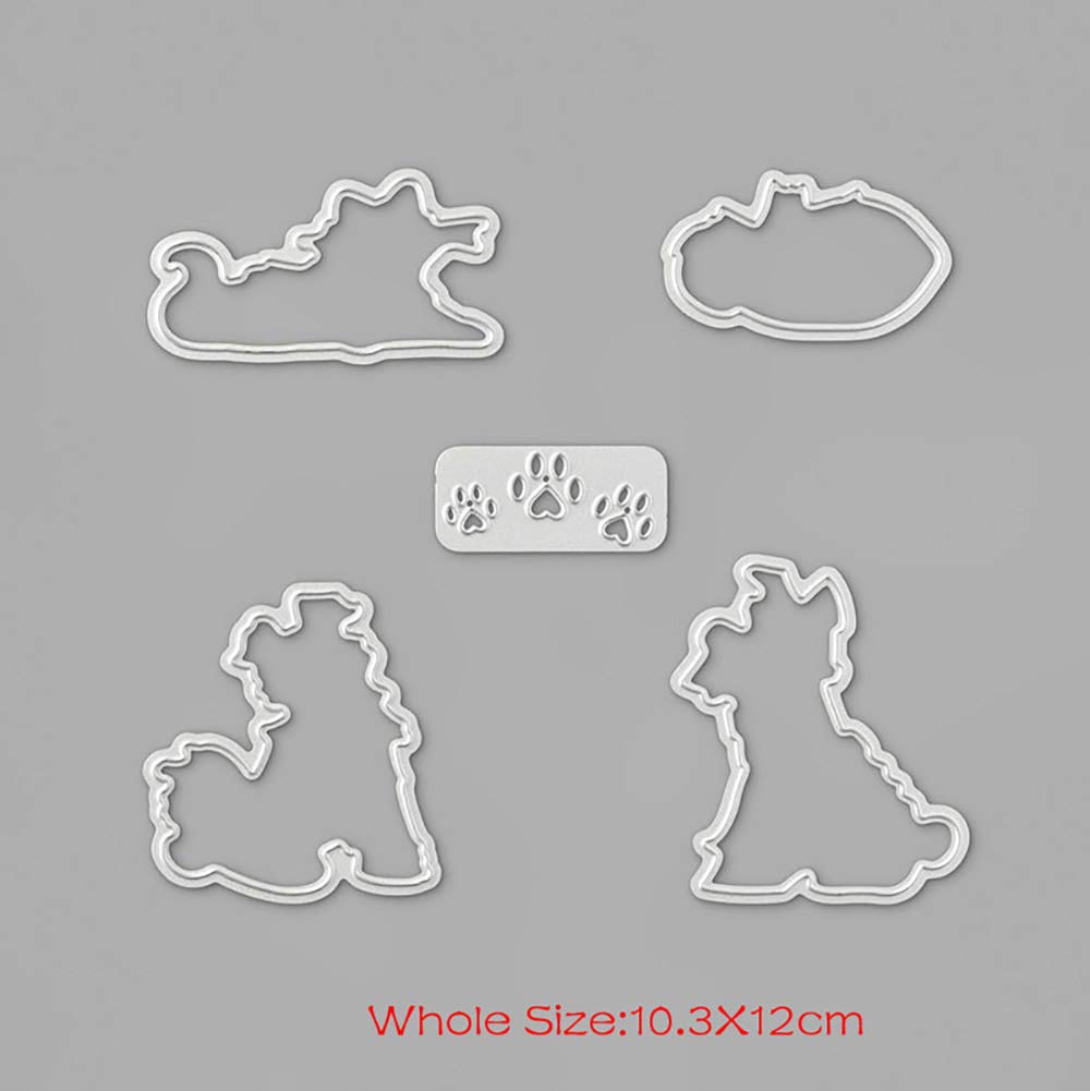 Lazy Cats & Happy Dogs Metal Cutting Dies and Clear Rubber Stamps Set - Card Making, Scrapbooking, Photo Album Decor - DIY Paper Crafting Stencil Dies for Friendship Cards & Memory Books
