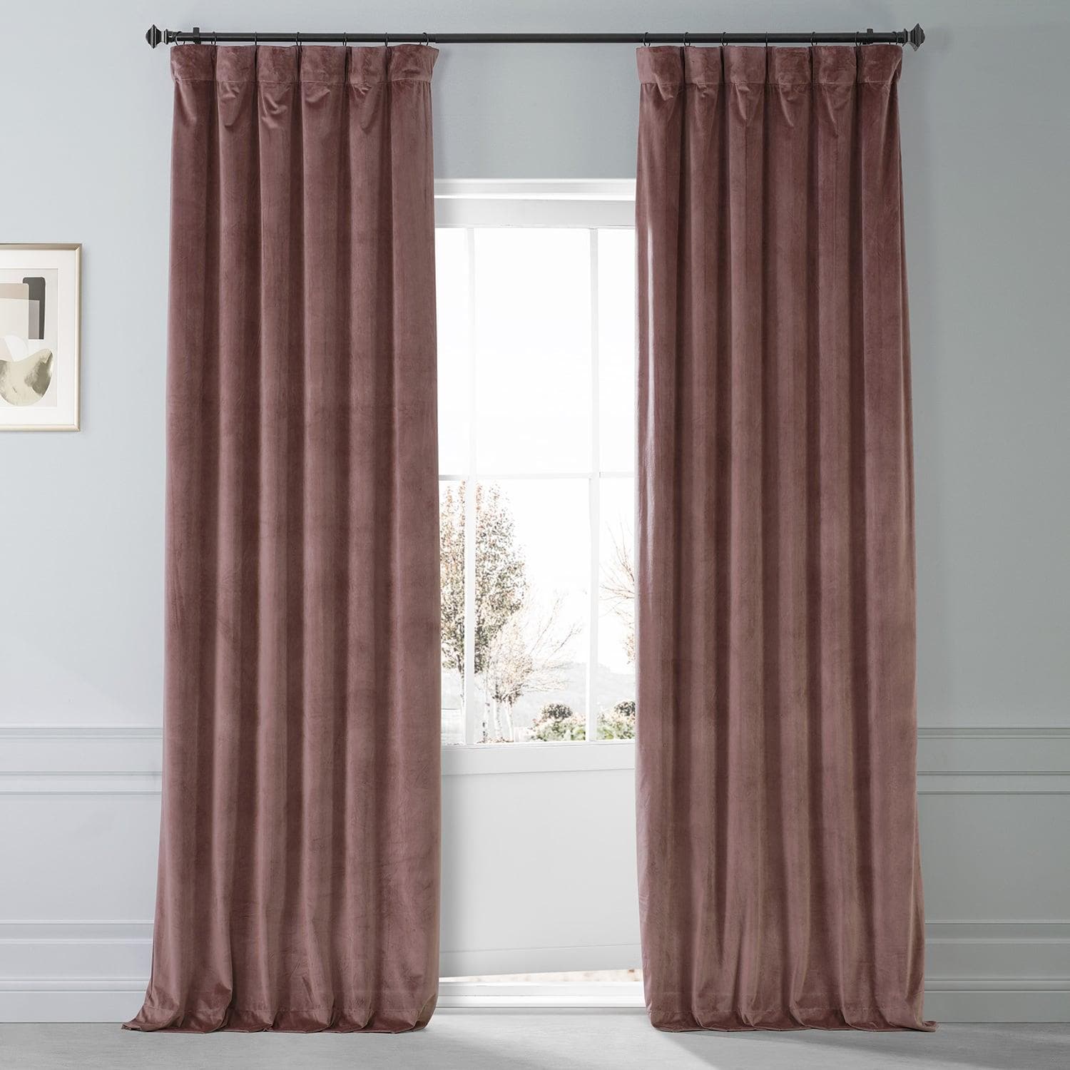 Premium Rosehip Signature Plush Velvet Blackout Curtains for Bedroom - Thermal Insulated Noise Reducing Window Drapes for Hotels, Home Theater & Nursery (Black)